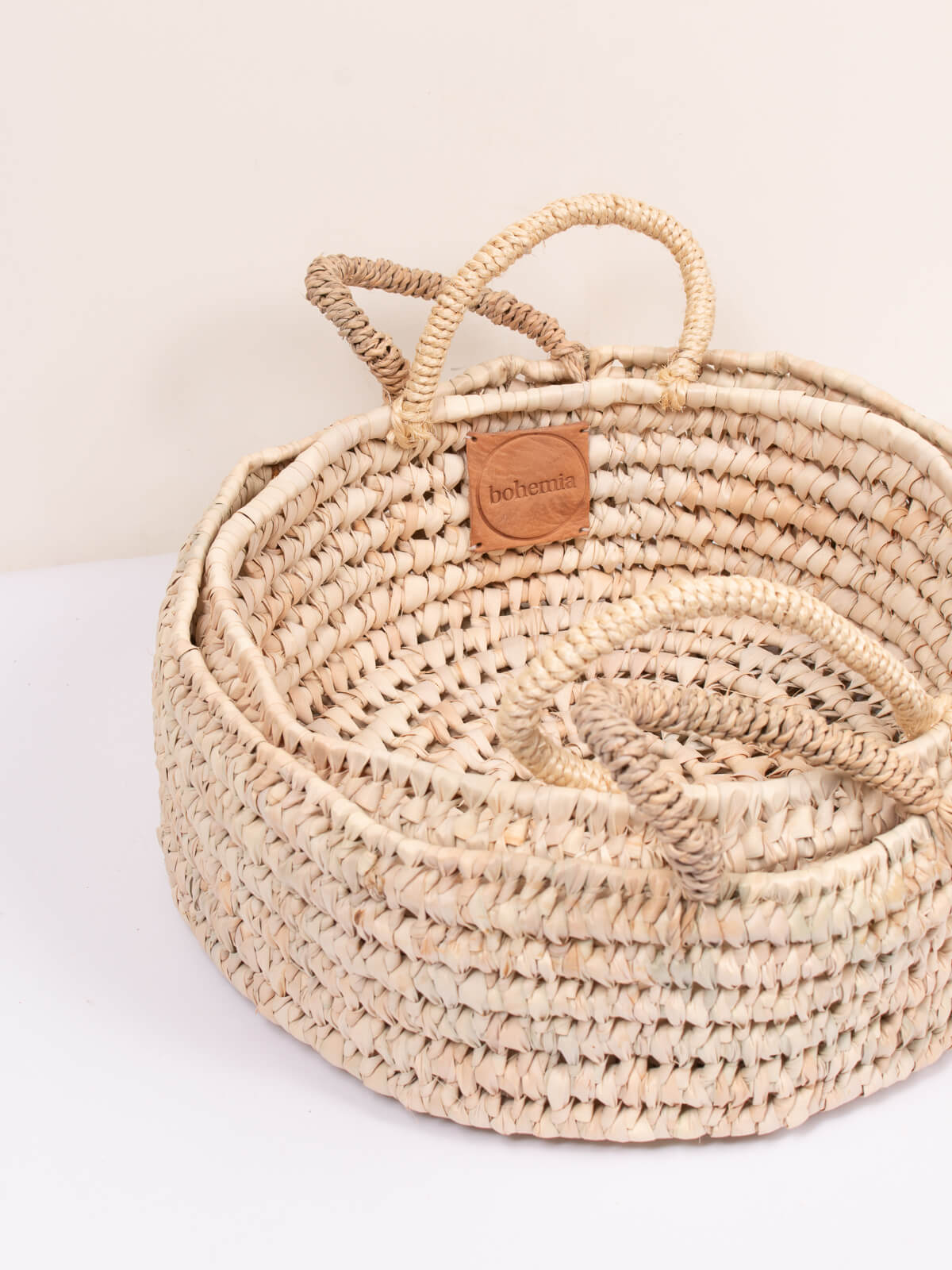Round Open Weave Baskets - Natural Woven Storage Baskets for Home Decor, Organizing, and Laundry | Perfect for Living Room, Bedroom, and Bathroom Storage