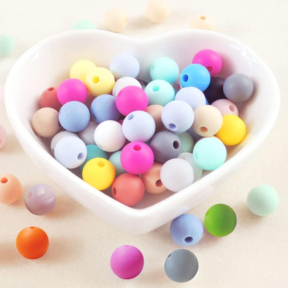 15mm Colorful Silicone Beads for DIY Jewelry Necklaces & Keychains - BPA Free Round Beads (100pcs) - Perfect for Bracelets, Earrings & Craft Projects