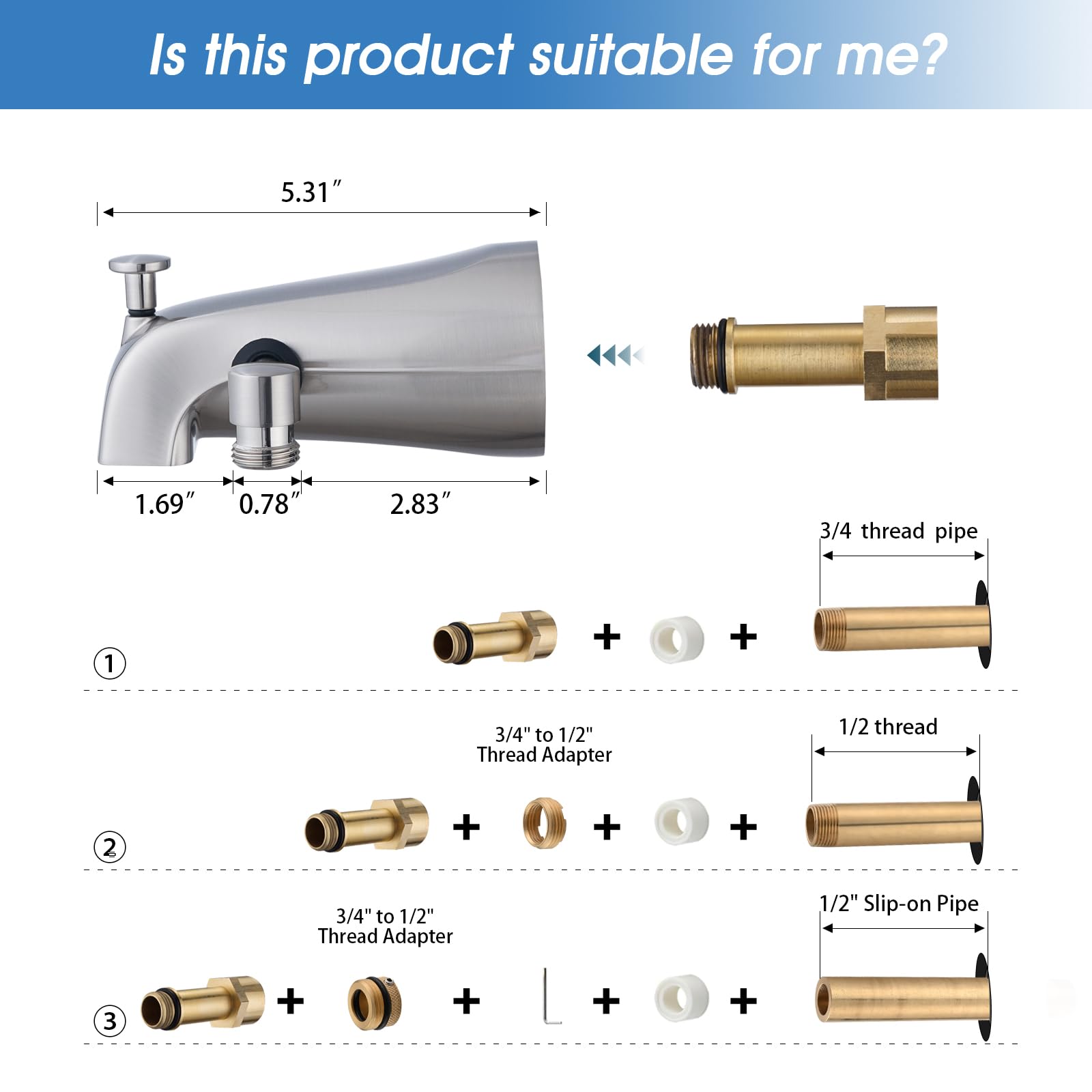 Premium All-Metal Bathtub Faucet with 10-Setting Handheld Sprayer & Diverter - Brushed Nickel Finish for Bathroom & Spa - Perfect for Relaxing Baths, Showering & Cleaning