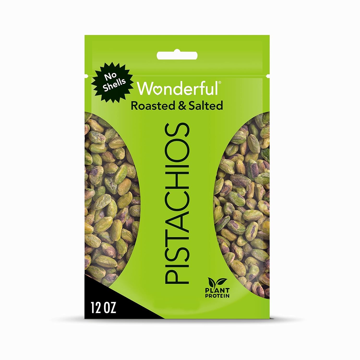 Wonderful Pistachios No Shells, Roasted & Salted Nuts - 12oz Resealable Bag | High Protein, Gluten Free Healthy Snack | Perfect for Office, Gym & Road Trips