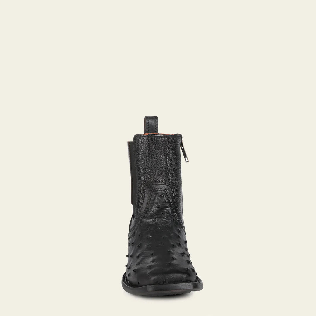 Men's Cuadra Black Western Cowboy Rodeo Ostrich Ankle Boots - Genuine Leather Cowboy Boots for Men - Comfortable Rodeo & Western Style Boots for Country Dancing, Horseback Riding & Casual Wear
