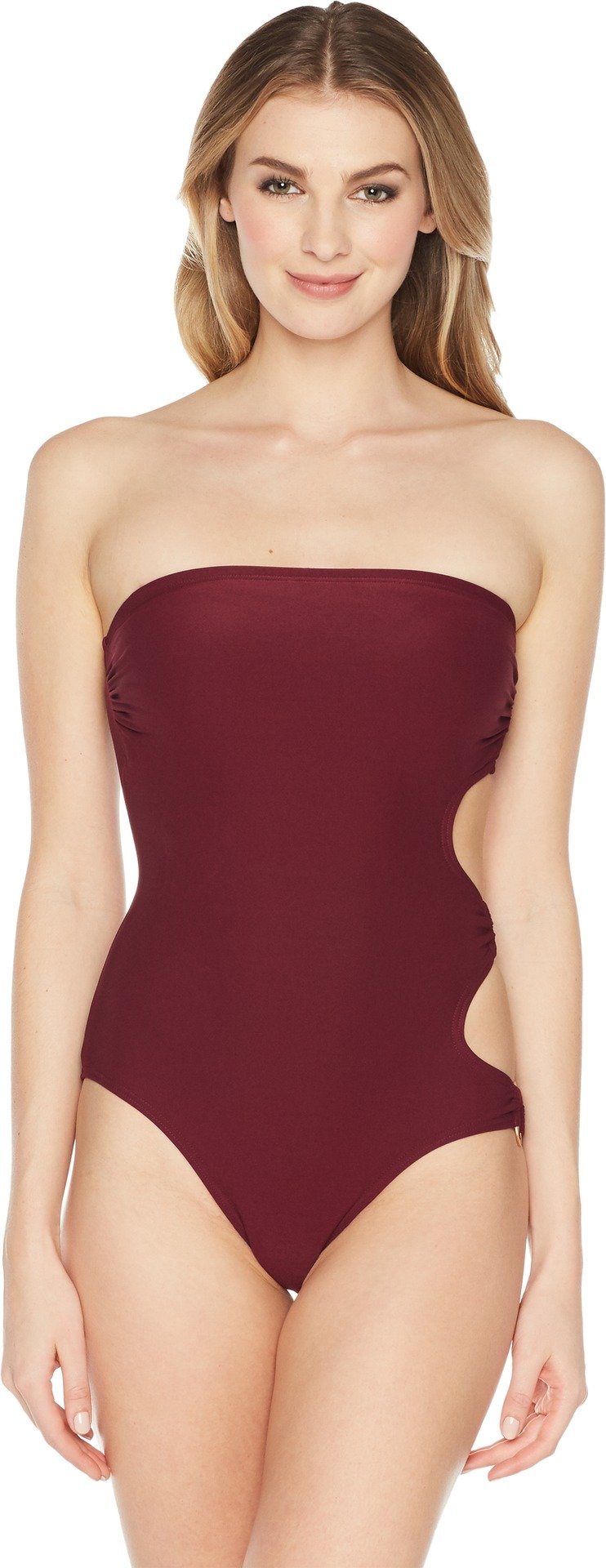 Vince Camuto Women's Bandeau One Piece Swimsuit with Ring Side Detail - Stylish Monokini for Beach, Pool & Summer Vacations