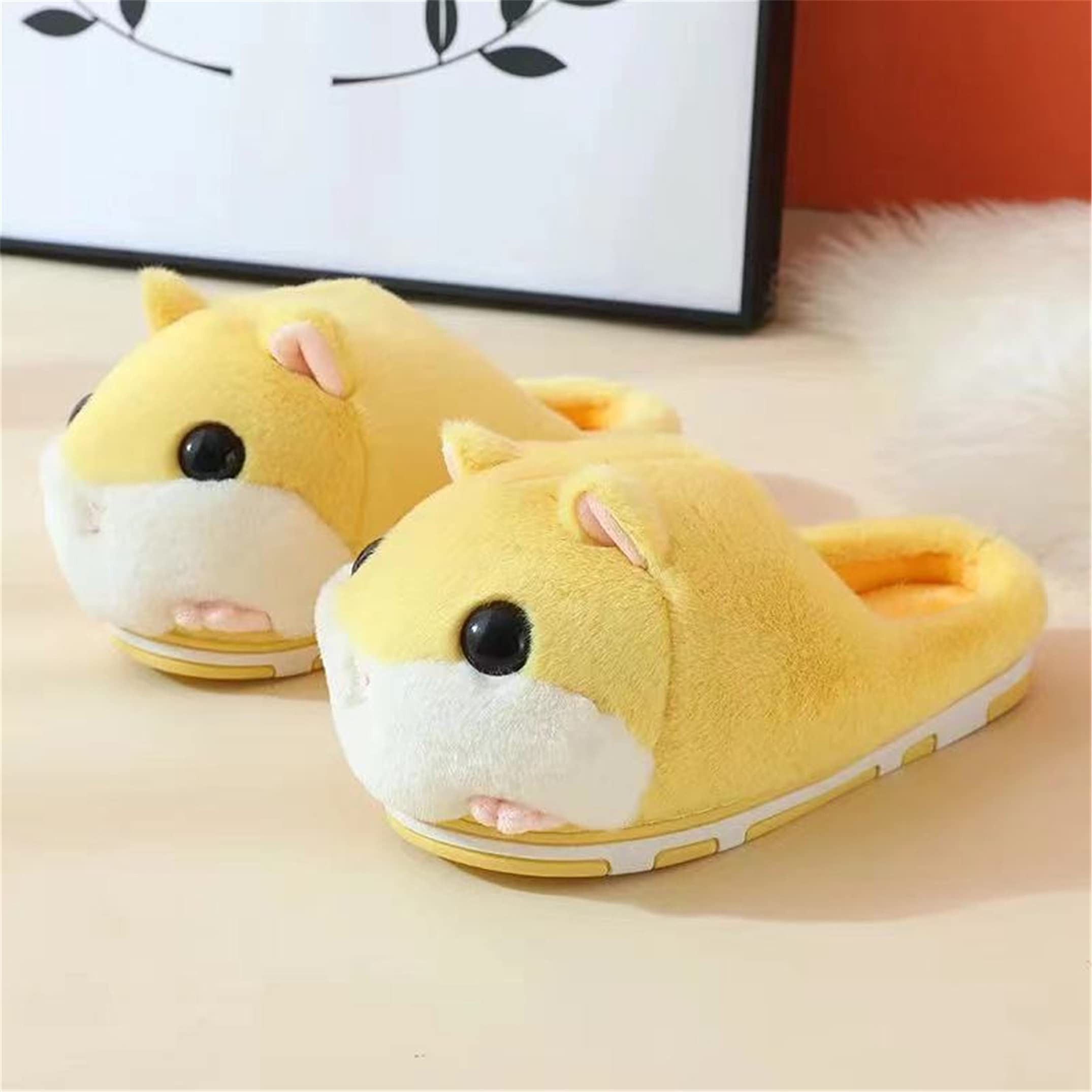 Adorable Hamster Slippers for Women - Cozy Furry Animal House Shoes for Winter, Cute Cartoon Home Slippers | Perfect for Indoor Comfort, Lounge Wear & Gift Giving