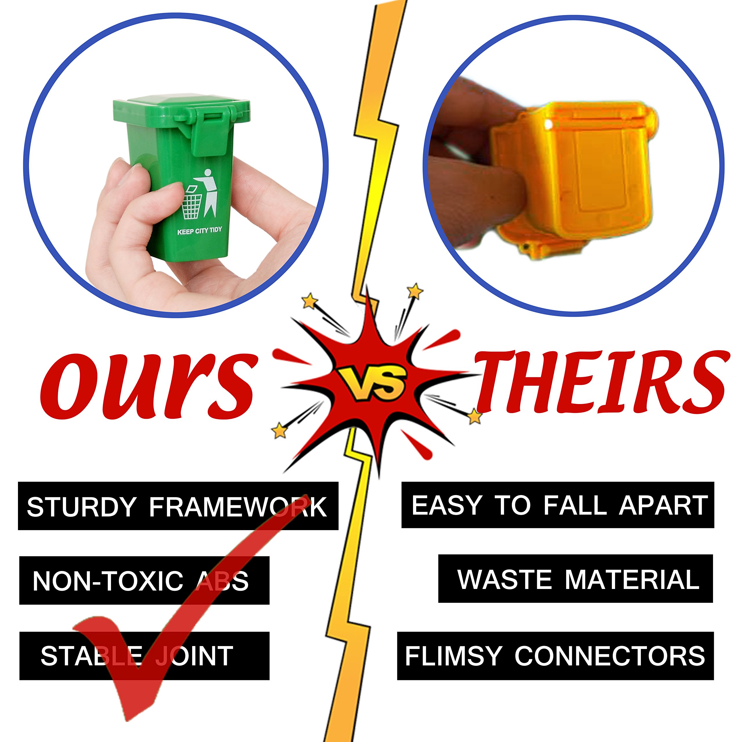 Mini Trash Can Toy Set for Kids - 2 Inch Garbage Truck Accessories, Curbside Vehicle Bins for Toddlers | Pretend Play, Educational Toys, Recycling Learning