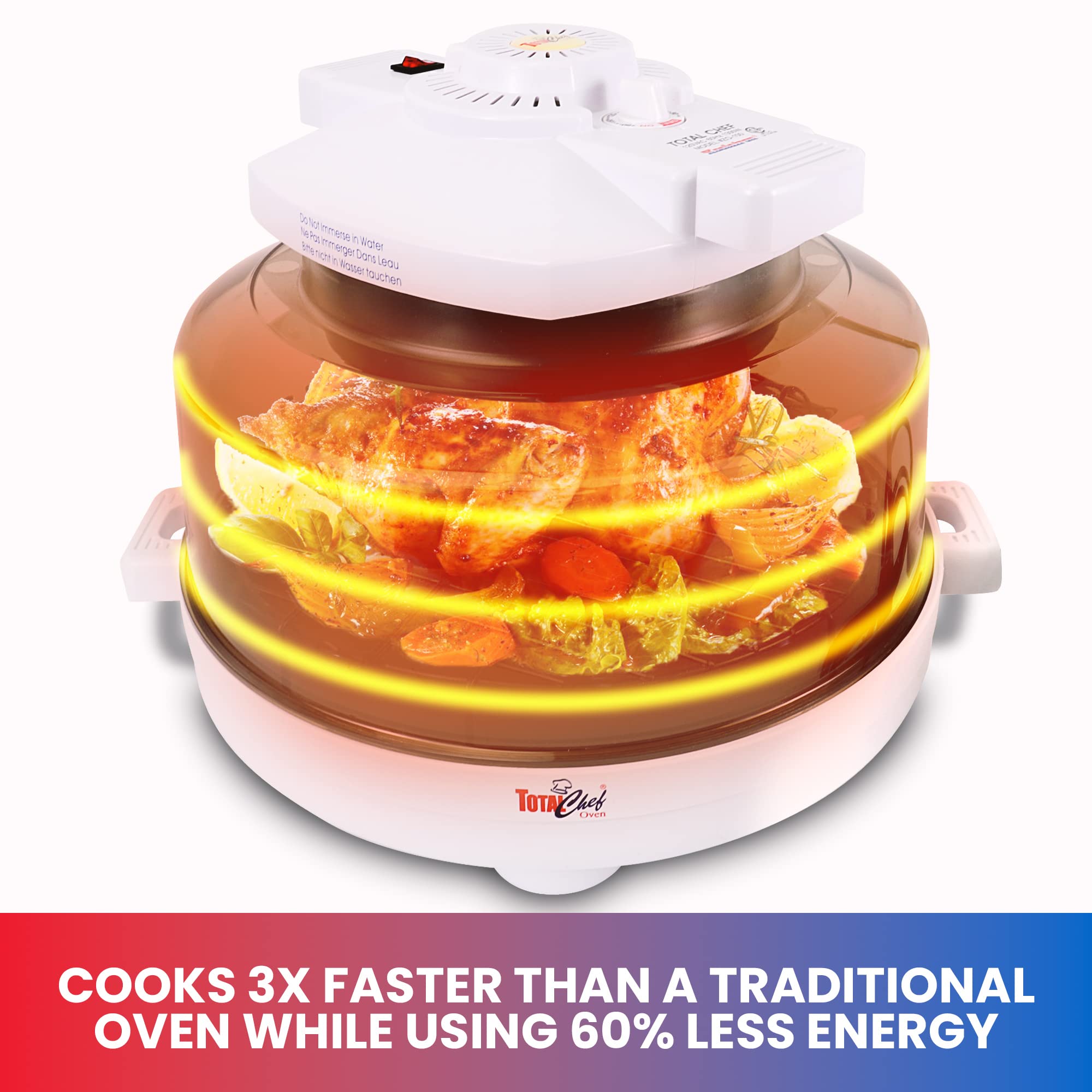 Total Chef 1300W Countertop Infrared Oven with Convection - Air Fry, Roast, Bake, Broil & Steam | Digital Time & Temperature Control | Perfect for Dorm, RV, Apartment & Small Kitchen | Compact White Kitchen Appliance for Healthy Cooking