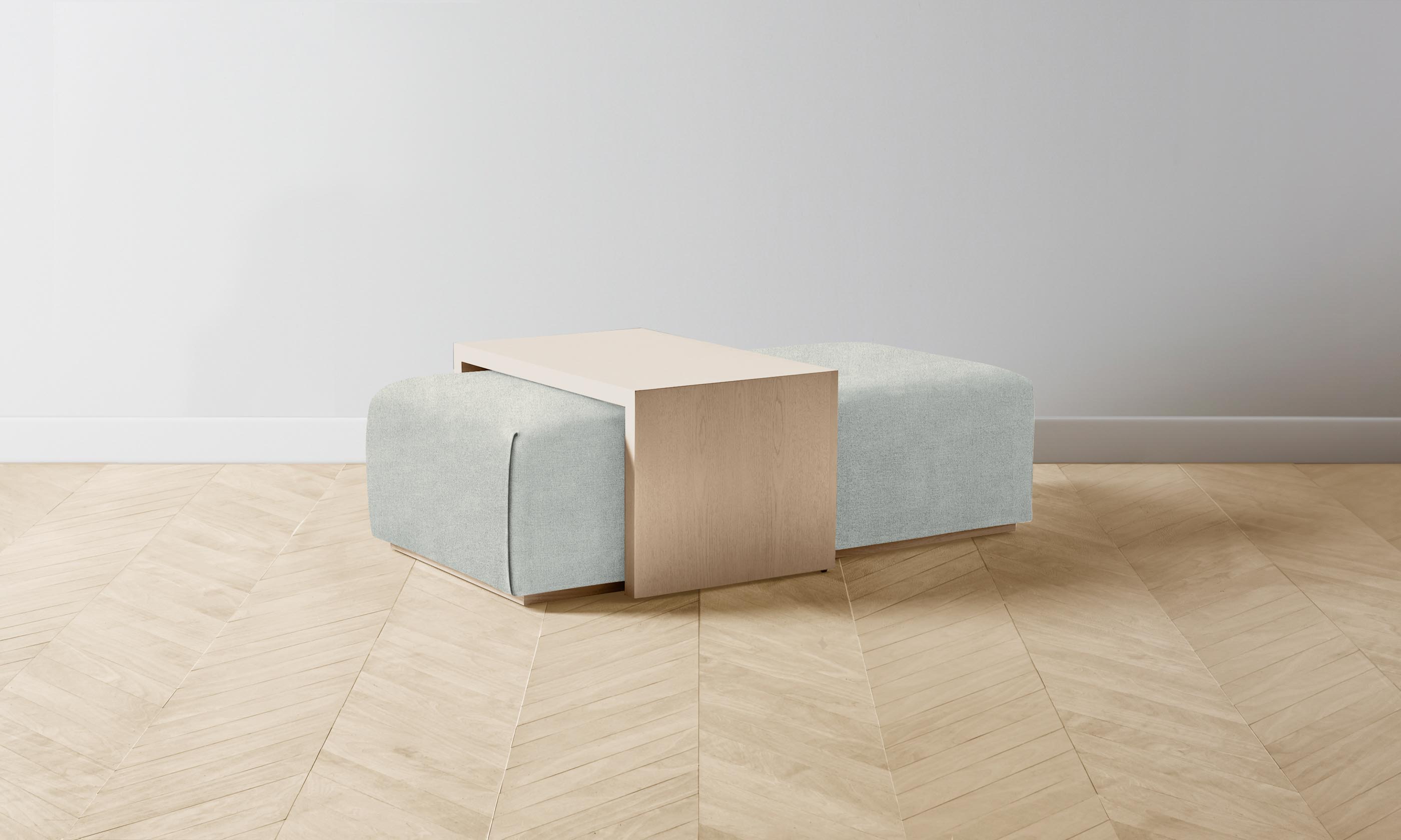 The Bowery Ottoman - Performance Mélange Weave Seaglass Upholstered Storage Bench | Modern Living Room, Bedroom & Entryway Furniture for Small Spaces