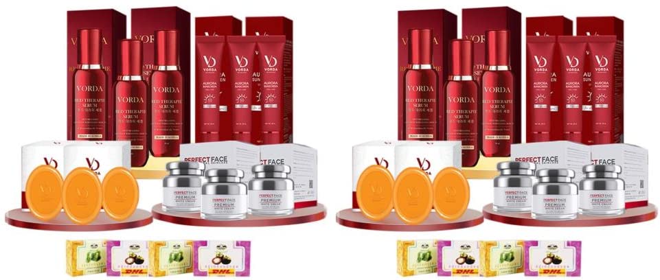 Vorda Premium Cream 12-Piece Set - 300ml Lifting & Firming Milk with Secret Fragrance | Anti-Aging Face & Neck Treatment | DHL Express Shipping | Free Tomato Facial Mask Included - Perfect for Daily Skincare Routine & Gift Giving