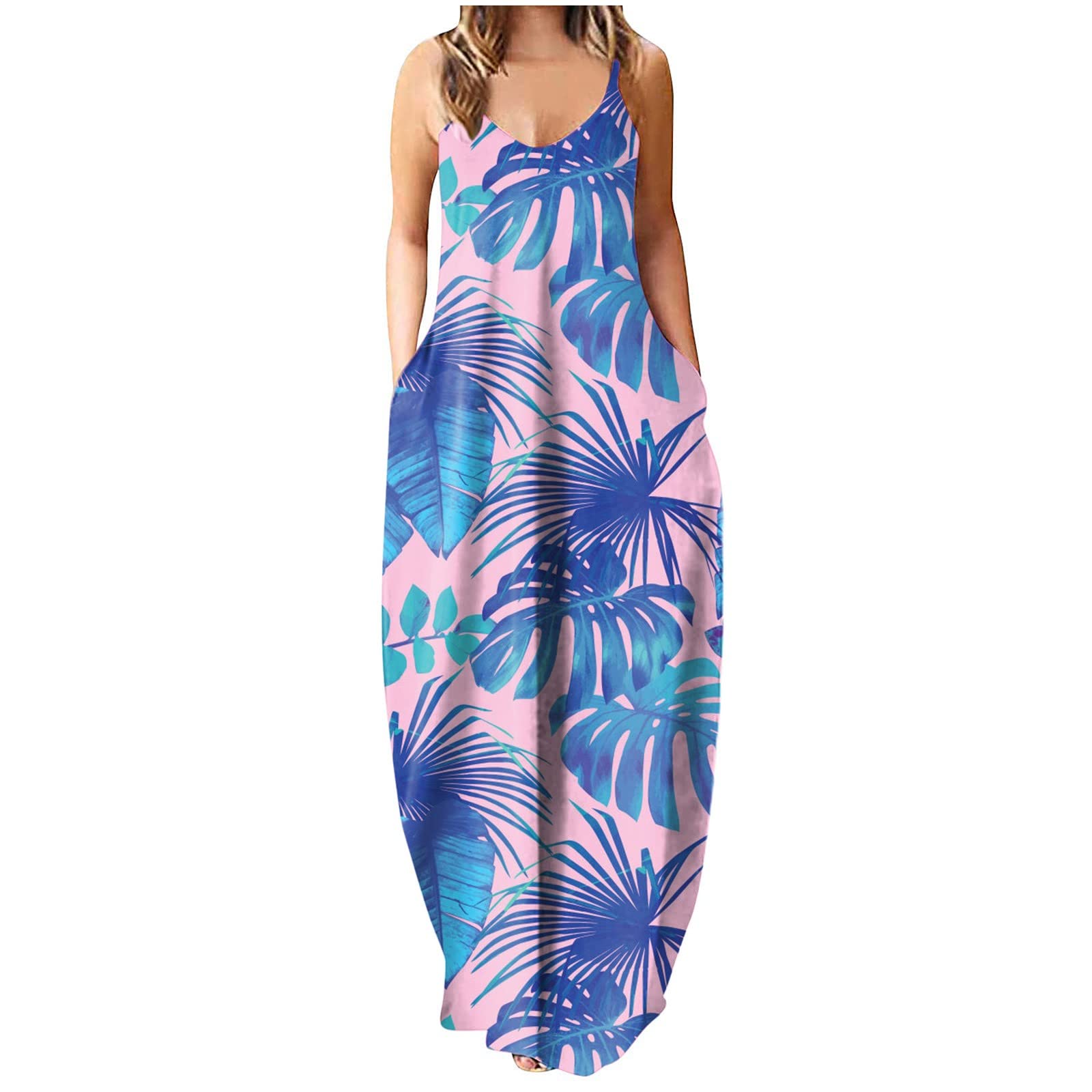 KDDYLITQ Women's Summer Wedding Guest Dress - Plus Size Striped Maxi Dress with Suspender & Pockets | Elegant Party, Beach Vacation & Special Occasion Outfit