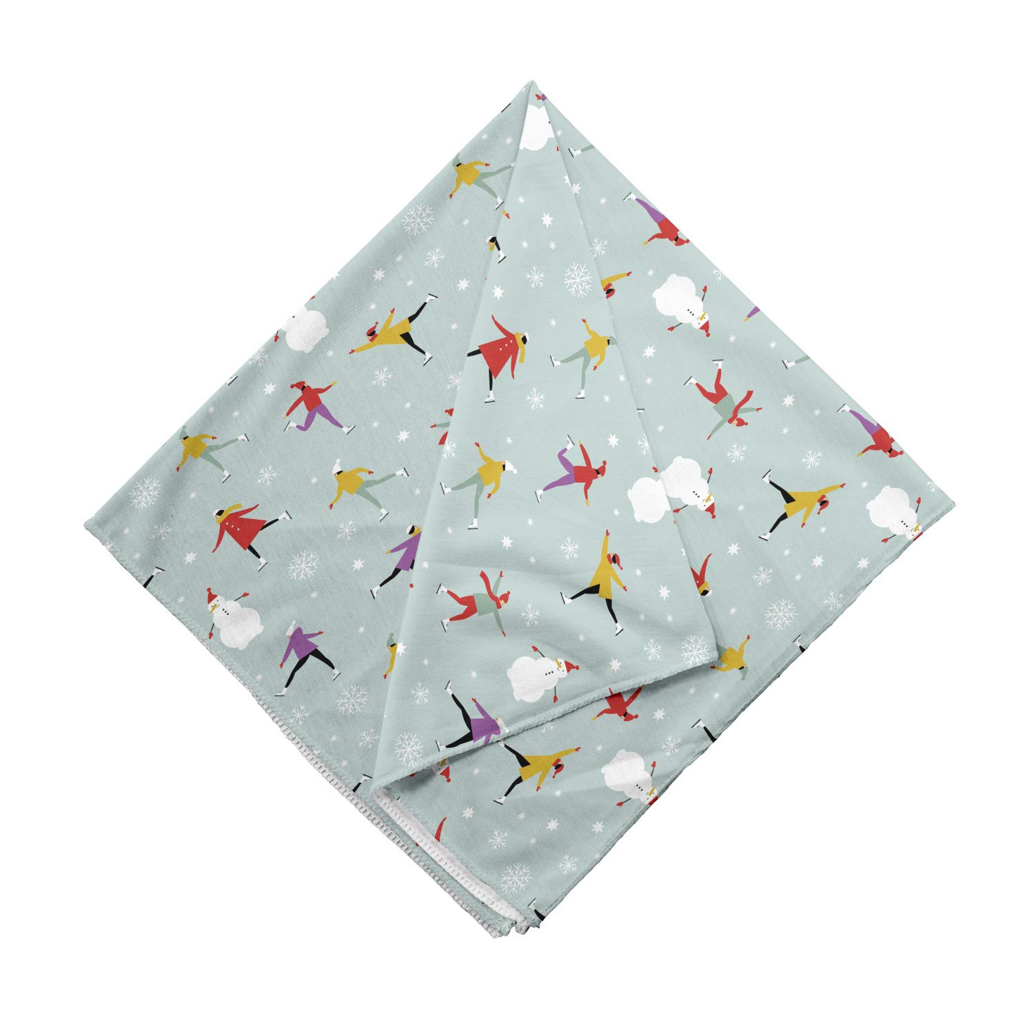 Ambesonne Ice Skates Bandana - Colorful Ice Skating Human Print Unisex Head & Neck Scarf for Winter Sports & Outdoor Activities