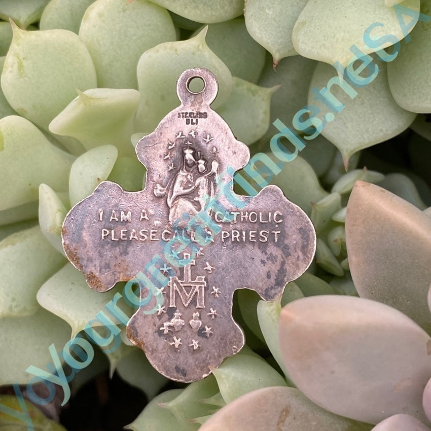 Vintage Sterling Silver Catholic Cross Pendant Necklace - Religious Jewelry for Women & Men, Perfect for Baptism, First Communion, Confirmation & Daily Wear