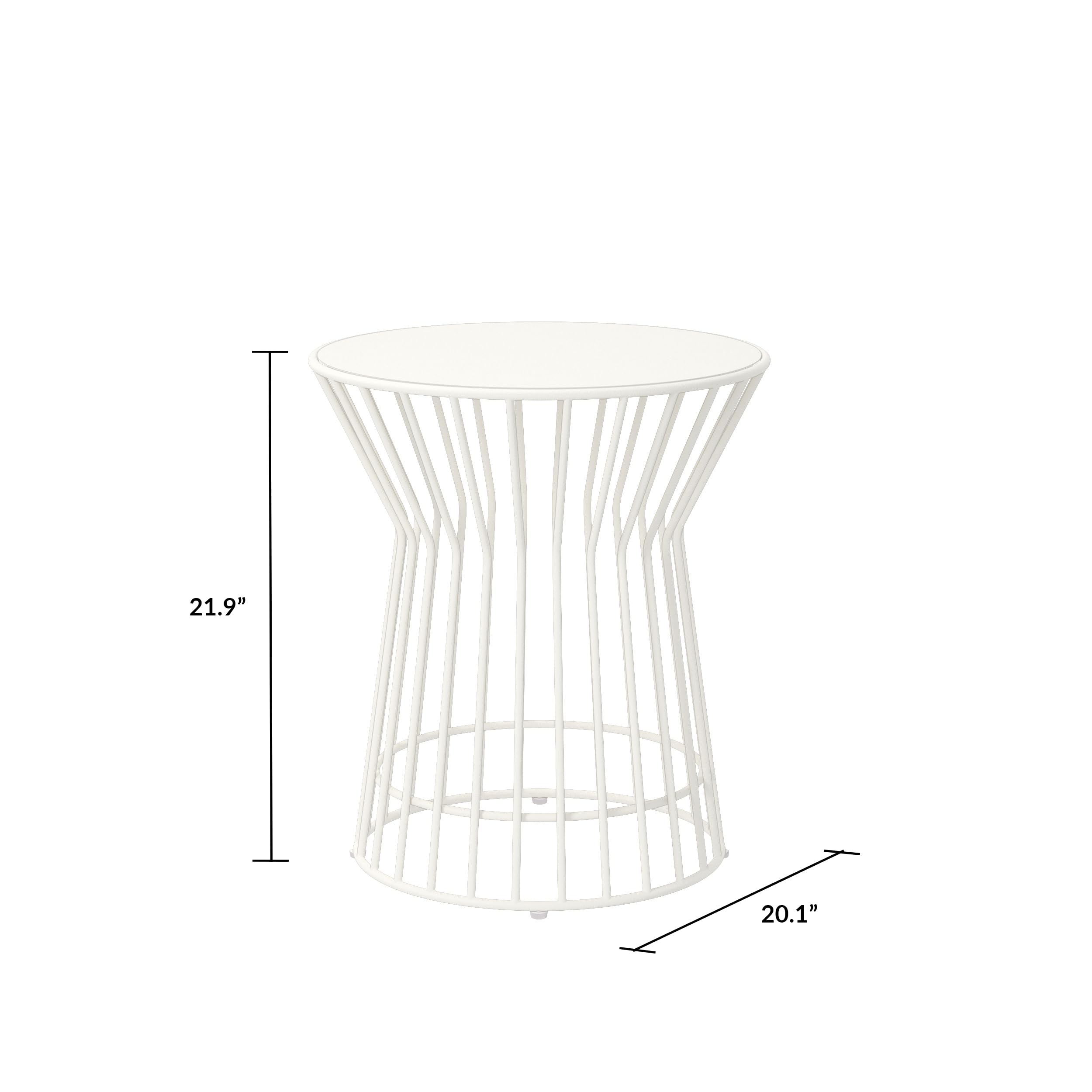 Novogratz 88068WHT1E White Outdoor Side Table - Waterproof Poolside Accent Table for Patio, Garden & Backyard Decor
