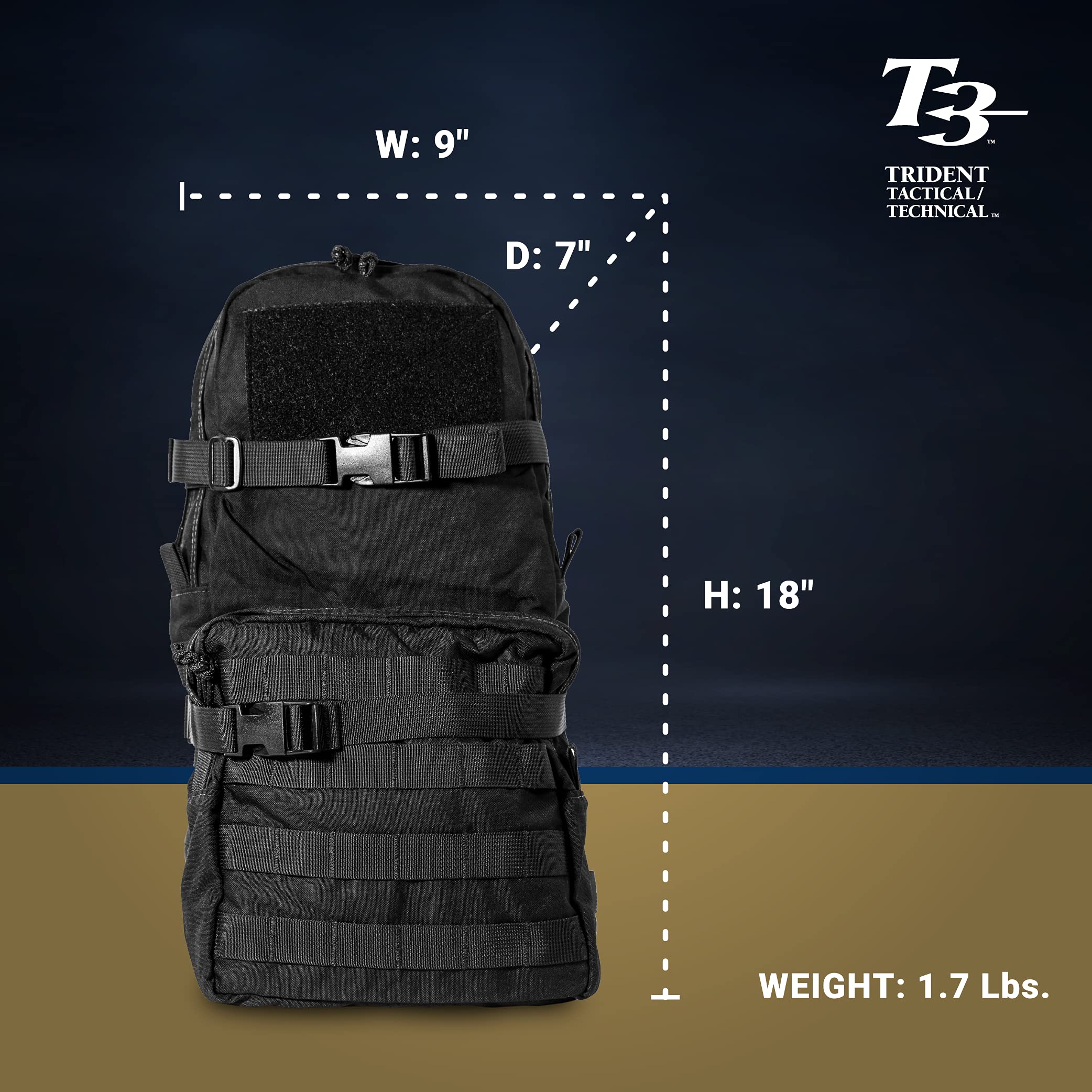 T3 MOLLE Assault Backpack - Military Tactical Hydration Bladder Backpack for Outdoor Hiking, Camping & Survival Gear | Heavy-Duty Rucksack for Adventure Travel, Airsoft & Emergency Preparedness | Black