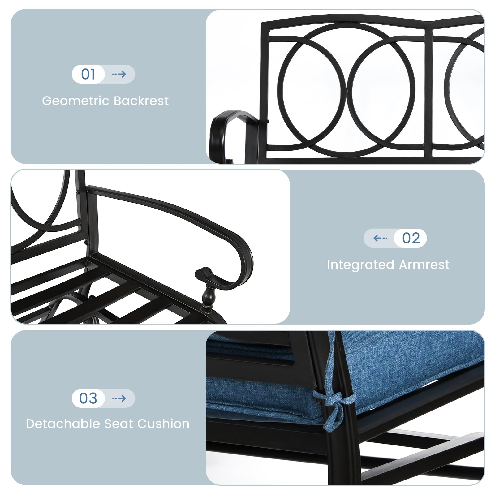 **Tangkula 2-Person Outdoor Swing Glider Chair - Patio Loveseat with Steel Frame & Comfortable Cushions - Perfect for Garden, Porch, Balcony, Poolside (Blue) - Relaxing Outdoor Seating for Couples**