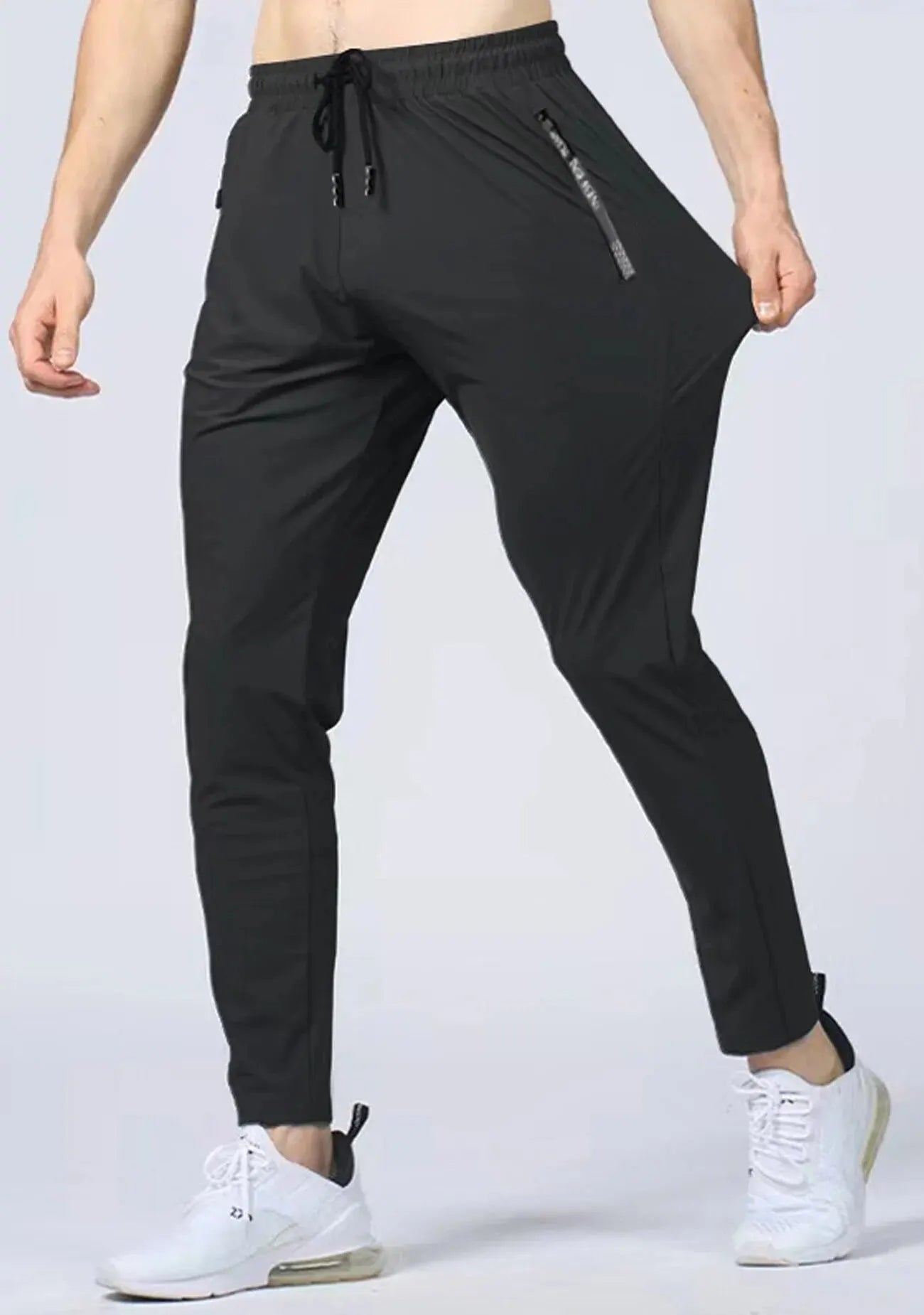 Men's Quick-Drying Breathable Joggers with Waist Drawstring - High Stretch Athletic Pants for Running, Gym Workouts & Casual Wear | Fitness & Lounge Comfort