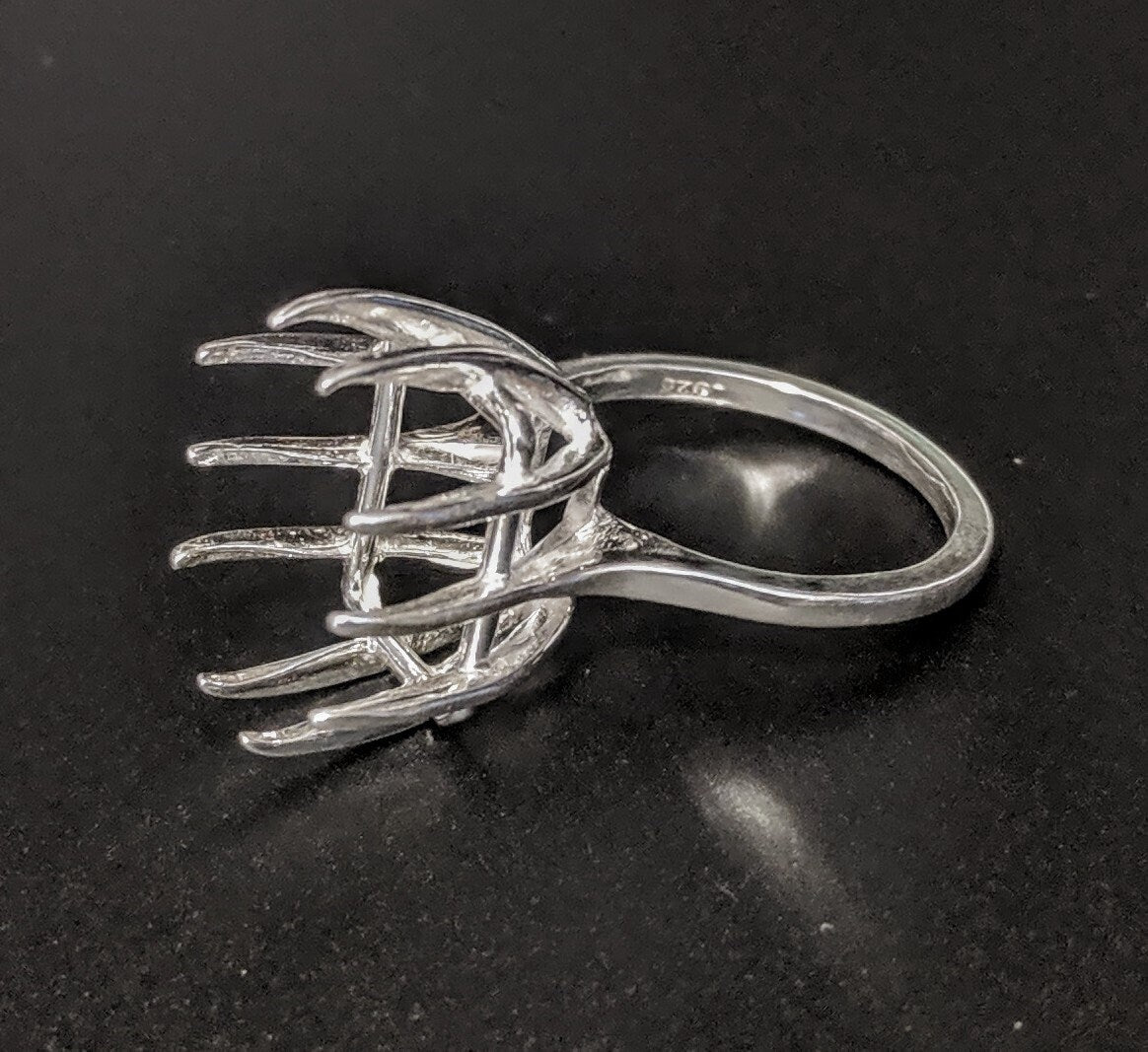 Solid Sterling Silver or 14kt Gold 16x12mm & 20x15mm Deep Emerald Cut Pre-Notched Blank Ring Size 8 Shank Setting (163860/143860) - Perfect for Engagement Rings, Wedding Bands & Jewelry Making