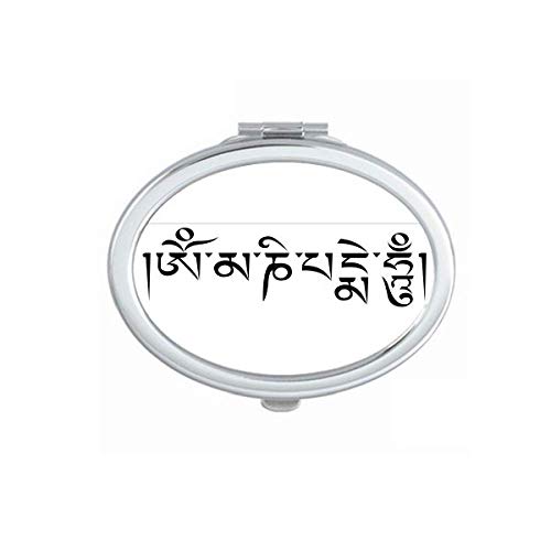 DIYthinker Custom Sanskrit Character Handheld Mirror - Portable Folding Double-Sided Makeup Mirror with Inspirational Quotes (Perfect for Travel, Home Vanity & Yoga Meditation Gifts)