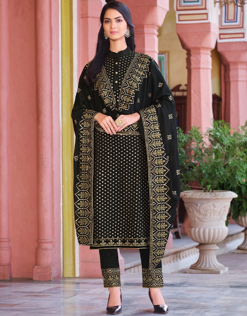 Black Pant Style Suit Faux Georgette - Elegant Women's Office Wear & Evening Outfit for Professional and Formal Occasions