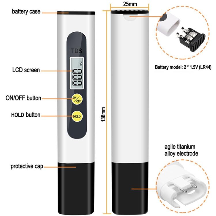 ACETEQ TDS2 Digital Water Quality Tester - Accurate PPM Meter for Drinking Water, Aquariums, Pools, Hydroponics | Home & Lab Water Testing Solution