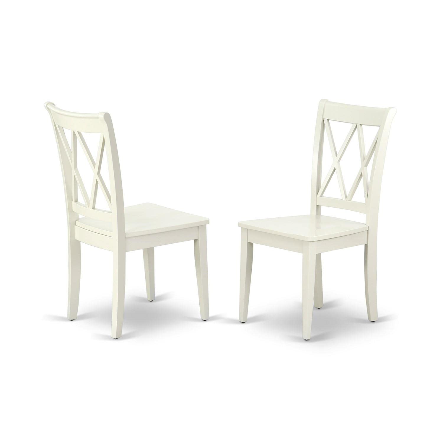 East West Furniture BOCL3-LWH-W 3-Piece Round Dining Table Set with 2 Wooden Chairs, 42x42 Inch, Linen White - Perfect for Small Spaces, Breakfast Nooks & Cozy Kitchen Dining Areas