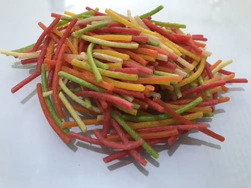 Neotea Homemade Fryum Snacks - Dried Colorful Long Thin Pipe Chips (250g) | Ready to Fry Papad Snacks | Perfect for Parties, Movie Nights & Tea Time Snacking