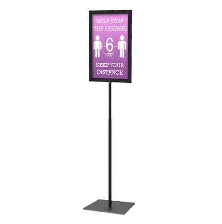 8.5x11 Pedestal Sign Holder with Square Base - Slide In Frame Design for Retail Stores, Restaurants & Events - Durable Acrylic Sign Stand for Menus, Promotions & Displays