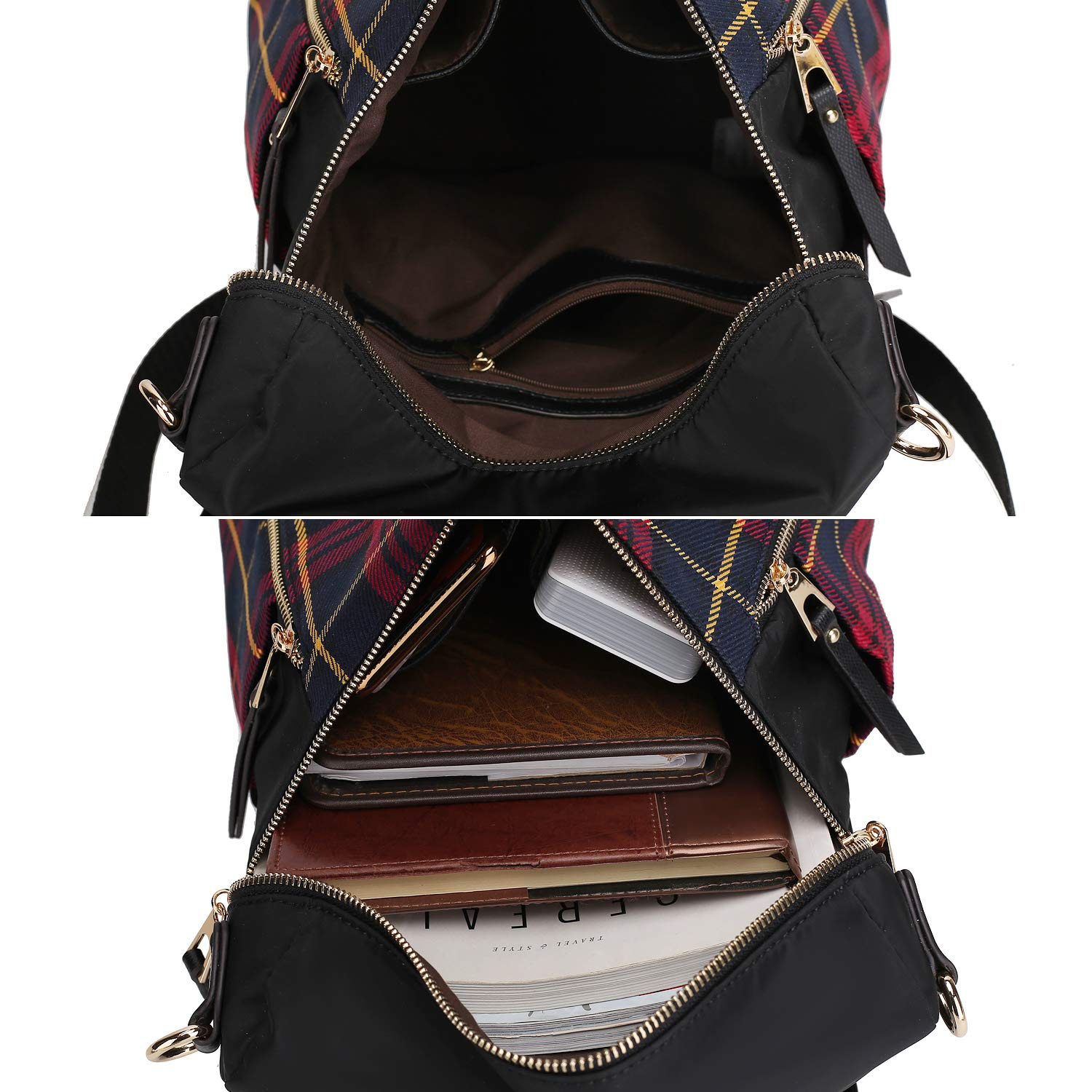 MKF Collection Nishi Plaid Backpack - Waterproof Laptop Backpack for Men & Women, 15.6 Inch Travel Daypack, Durable Nylon School Backpack - Perfect for Work, College, Hiking & Commuting