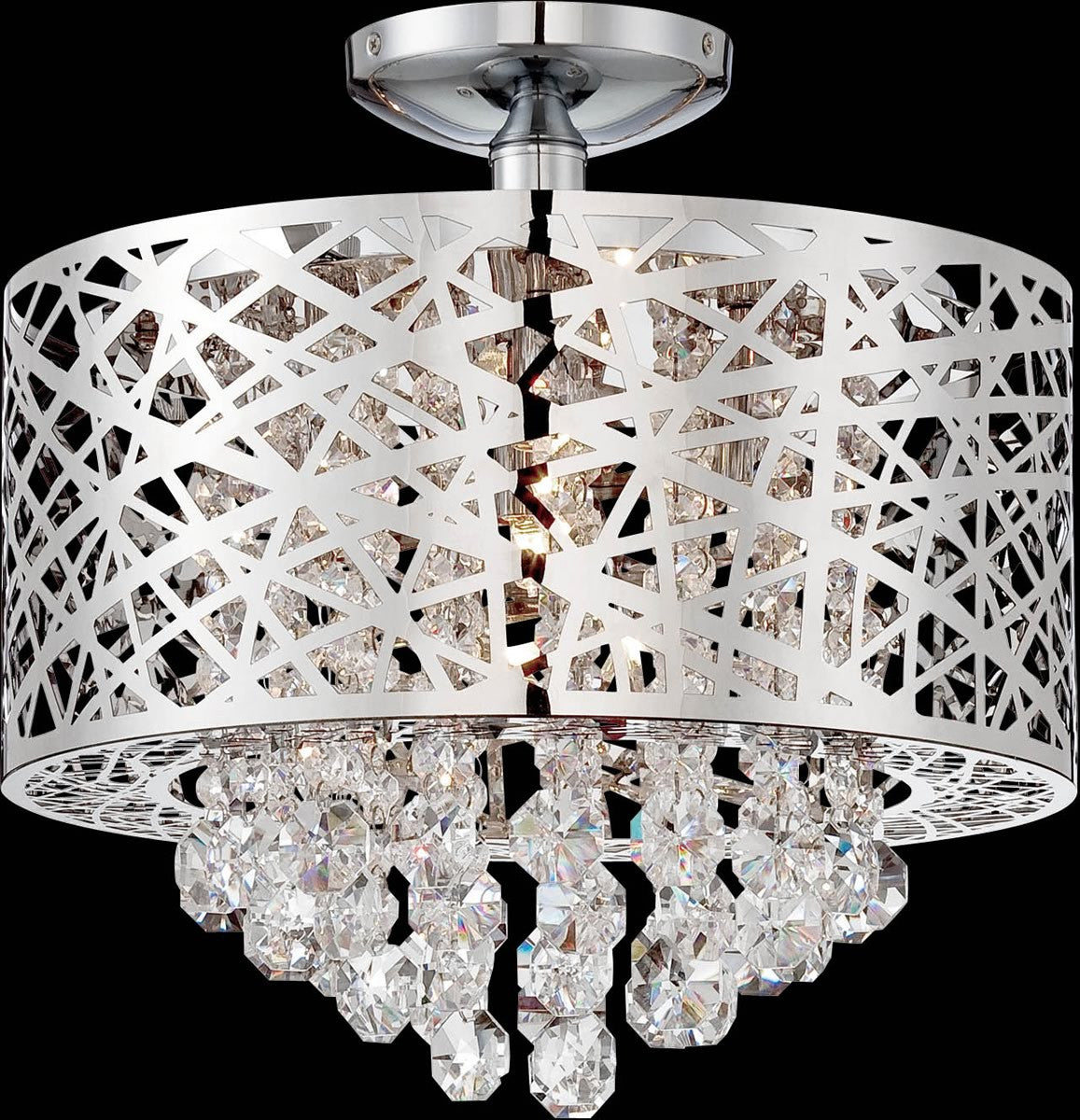 14W Benedetta 4-Light Semi-Flush Mount Chrome Ceiling Light Fixture - Perfect for Bedroom, Living Room, and Hallway Lighting