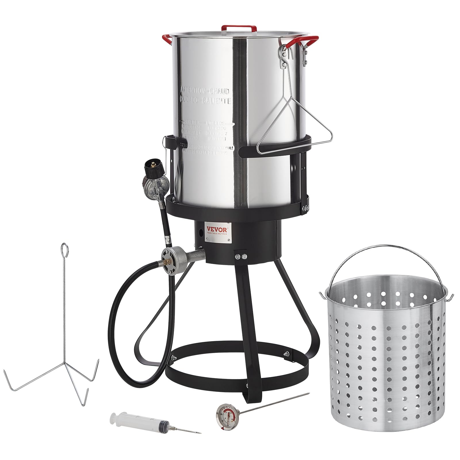 VEVOR 30-qt Aluminum Seafood Boiling Kit & Turkey Fryer Set with 54,000 BTU Propane Gas Burner - Outdoor Cooking Pot for Crab, Lobster, Crawfish, Shrimp - Perfect for Thanksgiving, Backyard Parties & Camping Trips