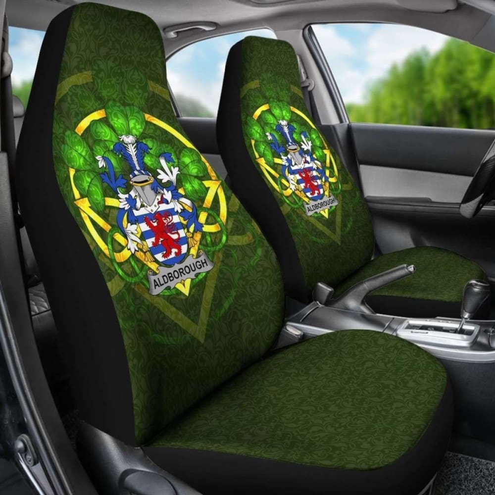 Aldborough Ireland Car Seat Cover Set of 2 - Premium Celtic Shamrock Design for Auto Protection - Perfect for Cars, Trucks & SUVs - Waterproof & Durable for Everyday Use & Road Trips