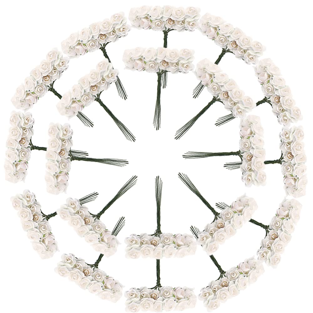 Mini Paper Flowers 144pcs - Mulberry Rose DIY Crafts for Wedding Decor & Scrapbooking