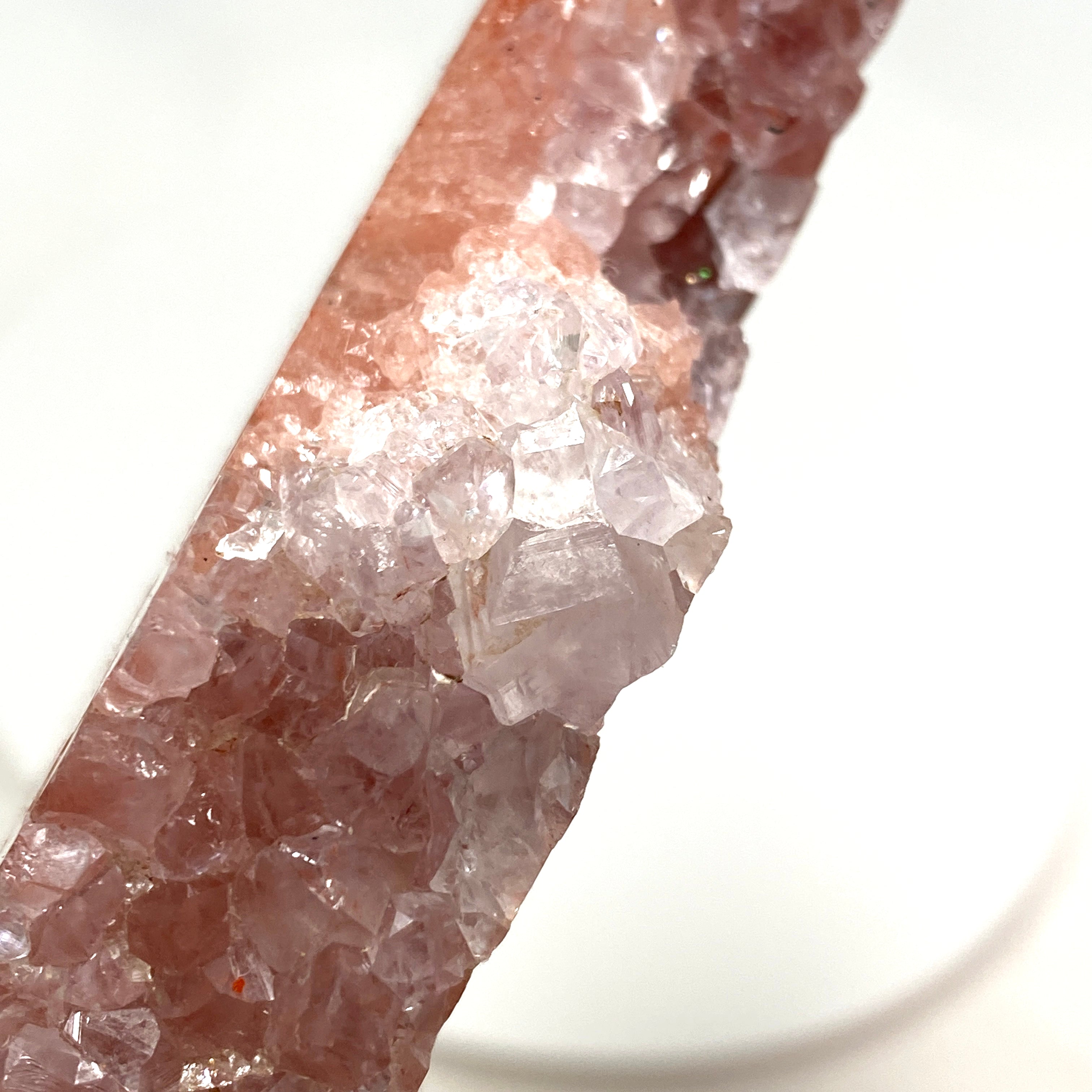 Natural Pink Amethyst & Quartz Crystal Slice on Wooden Stand - Healing Stone Decor for Home, Office & Meditation Space - PASL01