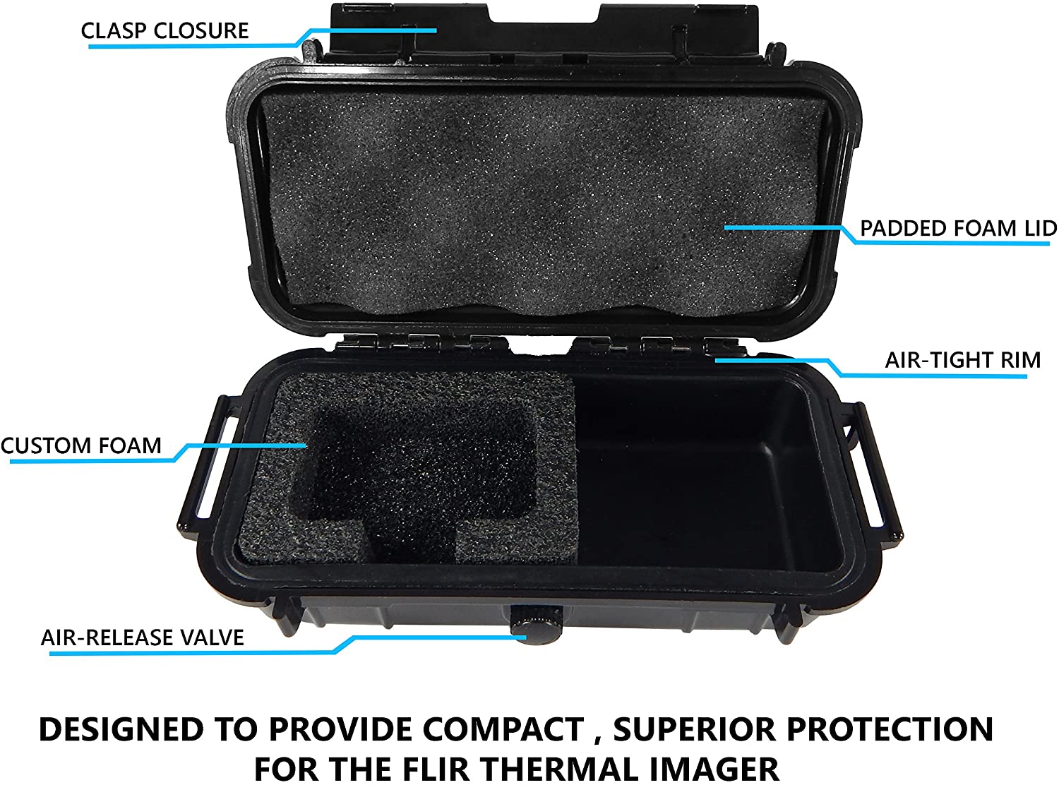 Waterproof Thermal Imager Case for FLIR 1 Pro iOS/Android - Shockproof Protective Cover with USB-C Port Access for Cables & Adapters | Perfect for Outdoor Inspections, HVAC Work & Emergency Response