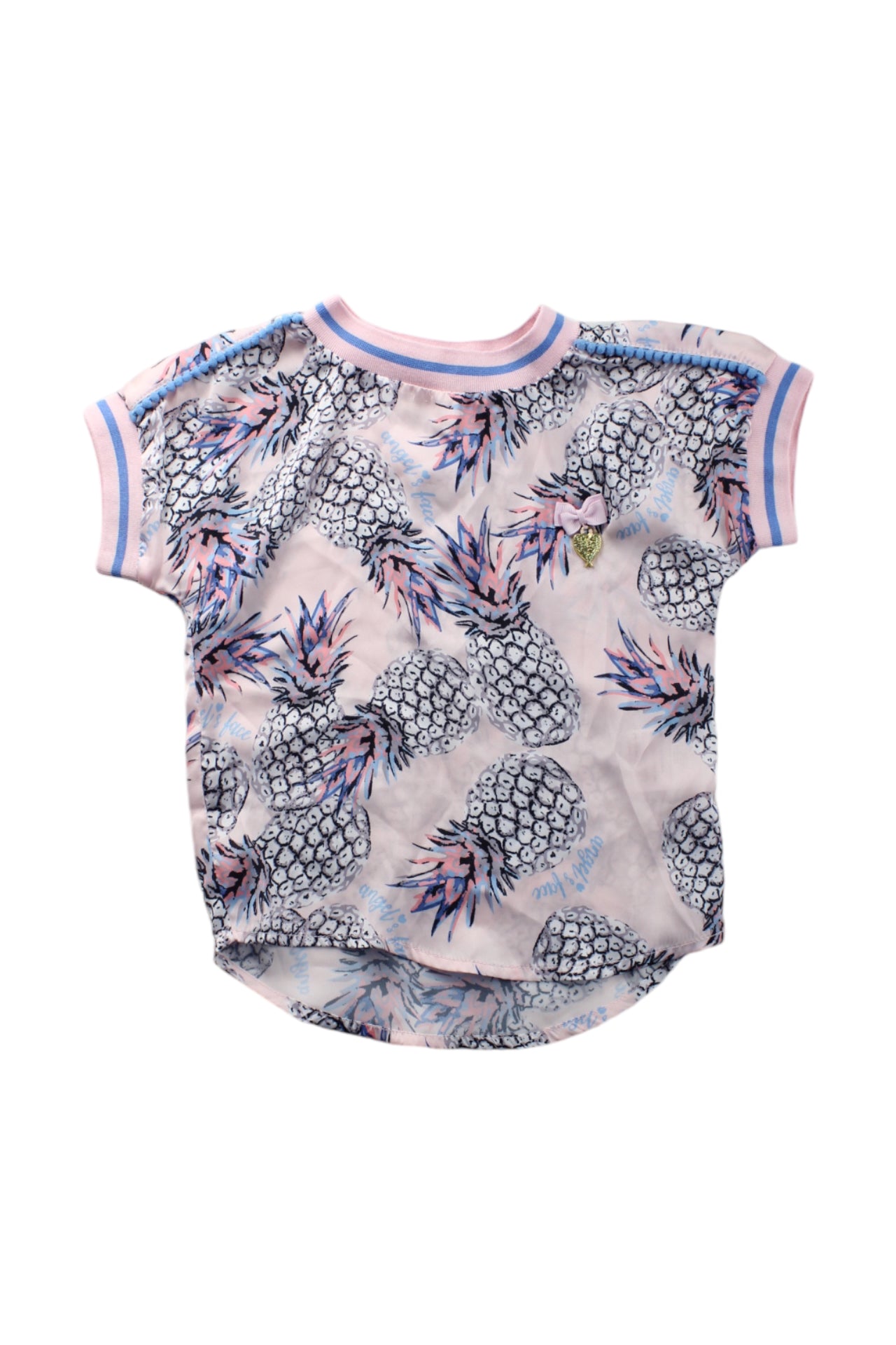 Angel's Face Pineapple Print Short Sleeve T-Shirt for Toddlers 2T-3T - Cute Summer Outfit for Girls, Playdate & Beach Wear
