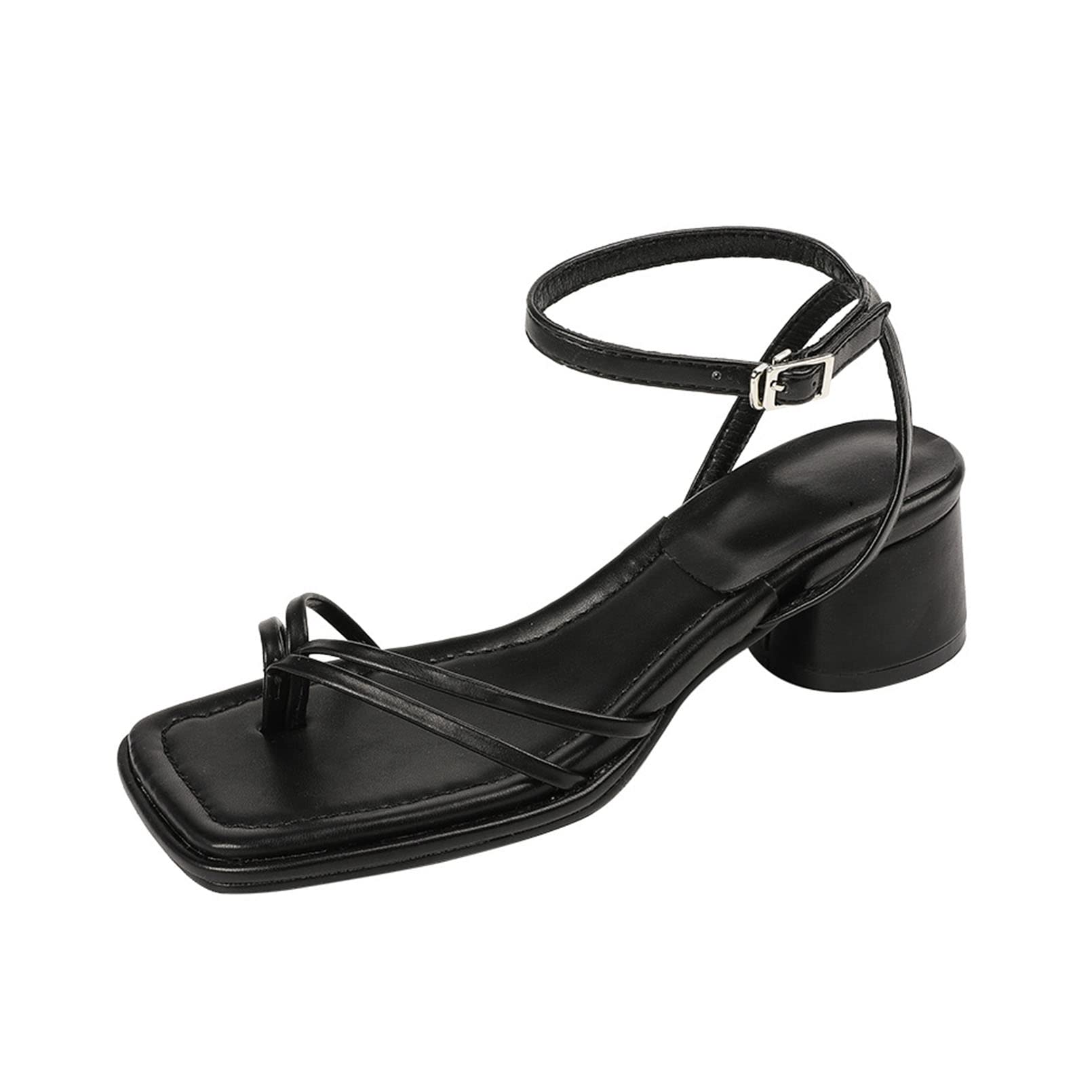 Natuogo Women's Summer Flip Flops - Black Ankle Strap High Heel Slingback Open Toe Sandals | Breathable Beach Wedges for Vacation, Party & Casual Wear