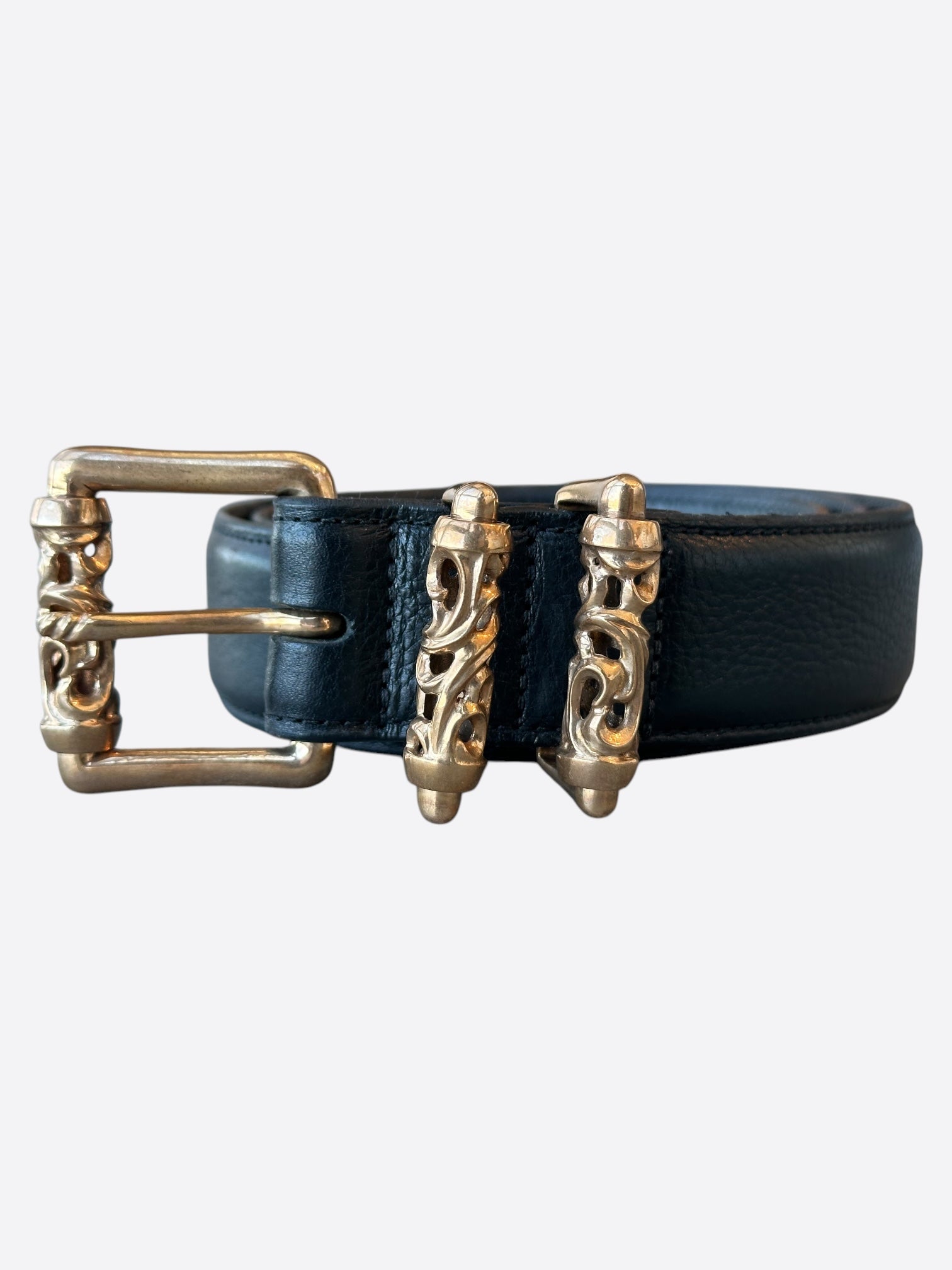 Chrome Hearts Brass Roller Belt - Genuine Leather Adjustable Waistband for Men & Women | Perfect for Casual Wear, Jeans, and Fashion Accessories
