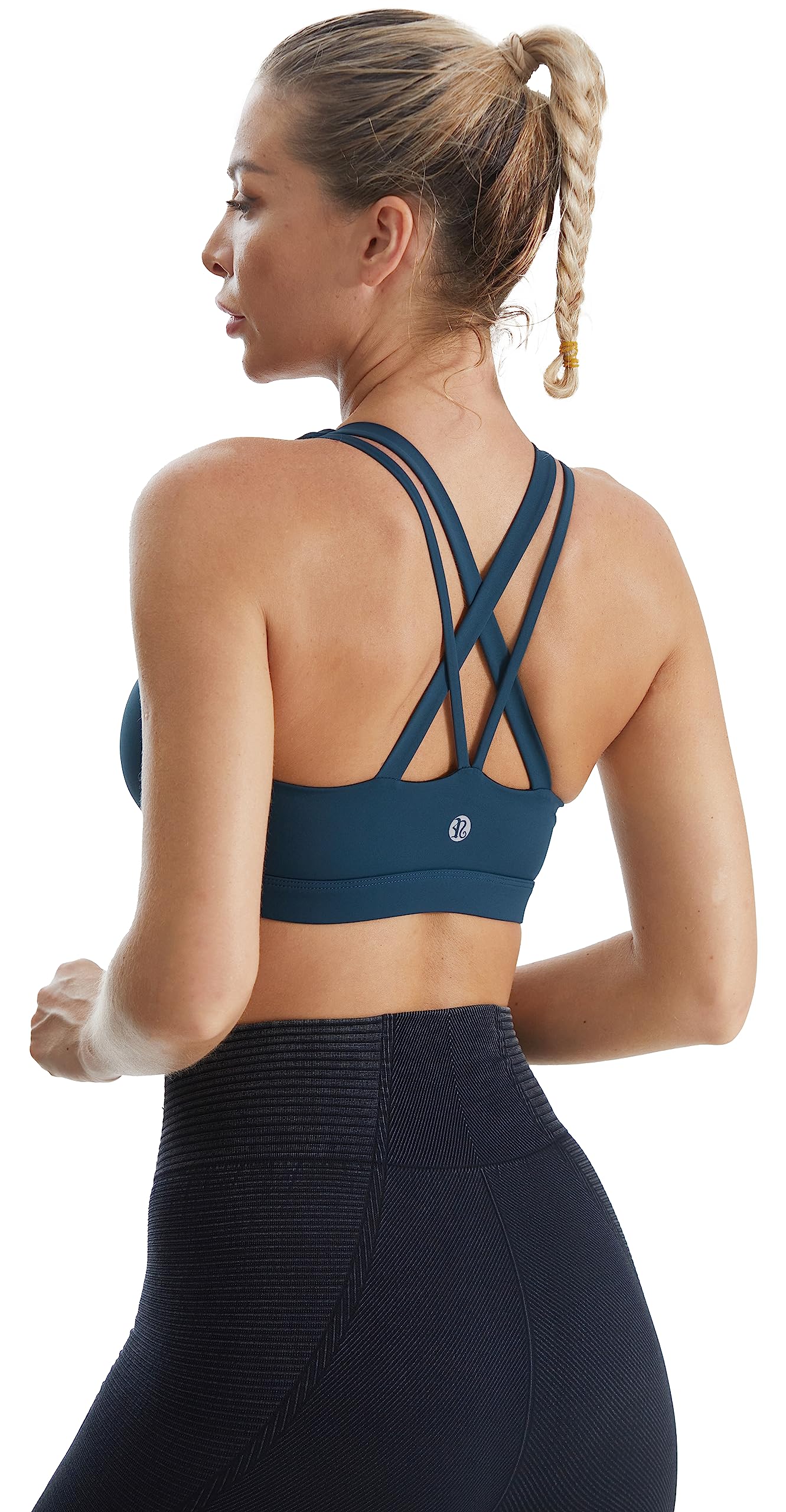 RUNNING GIRL Women's Strappy Sports Bra - Sexy Crisscross Back Yoga Bra with Removable Pads - Light Support Workout Top for Running, Yoga & Gym