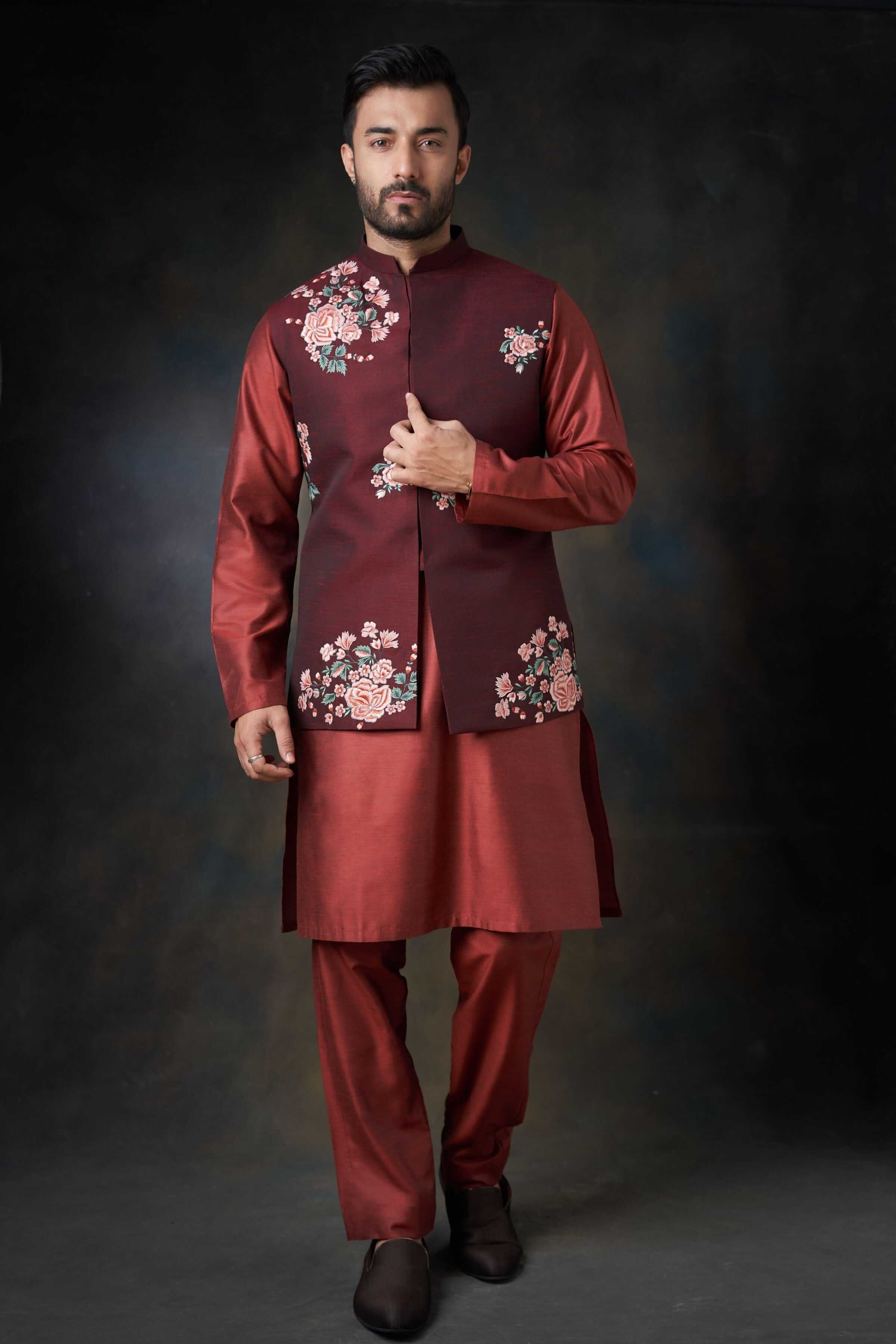 Handcrafted Embroidered Waistcoat for Women - Deep Maroon Vintage Vest - Perfect for Weddings, Parties & Special Occasions