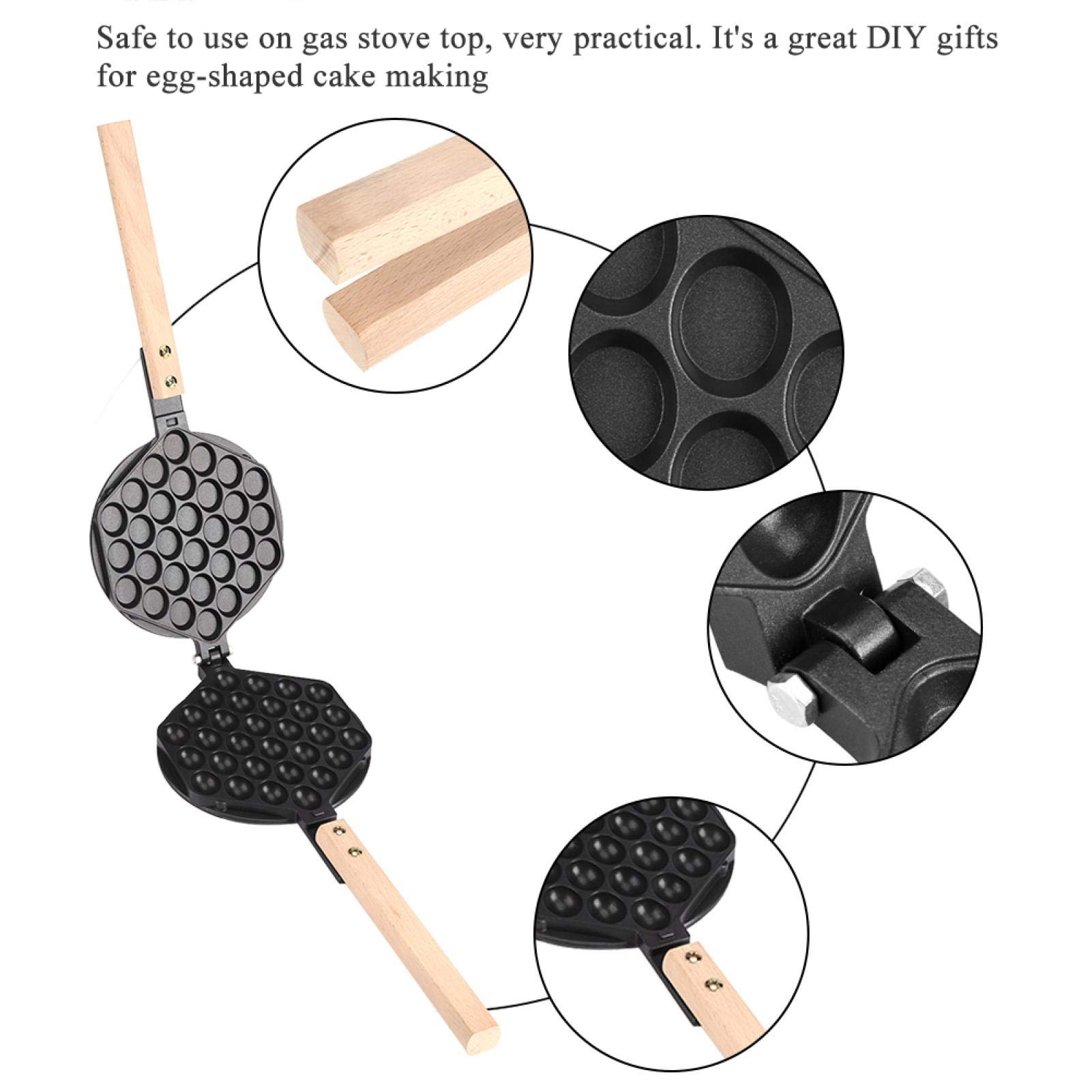 EVTSCAN Nonstick Egg Waffle Maker Pan - Bubble Waffle Iron Mold with Accessories for Home & Commercial Use - Perfect for Breakfast, Desserts, and Street Food Snacks