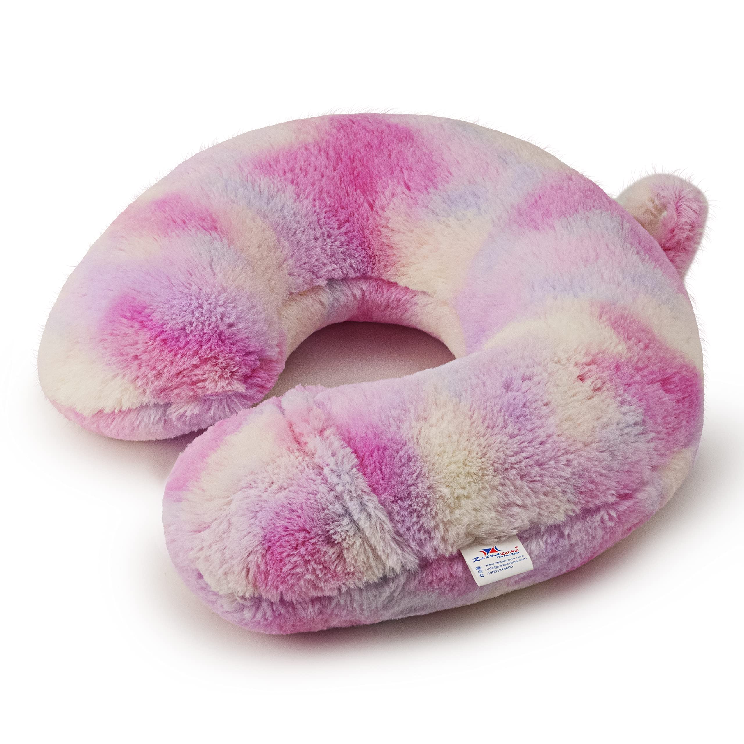 ZEXSAZONE Ultra Soft Plush Neck Pillow for Travel - Airplane, Car & Train Use - Comfortable Head Support Pillow for Sleeping, Relaxation & Long Trips