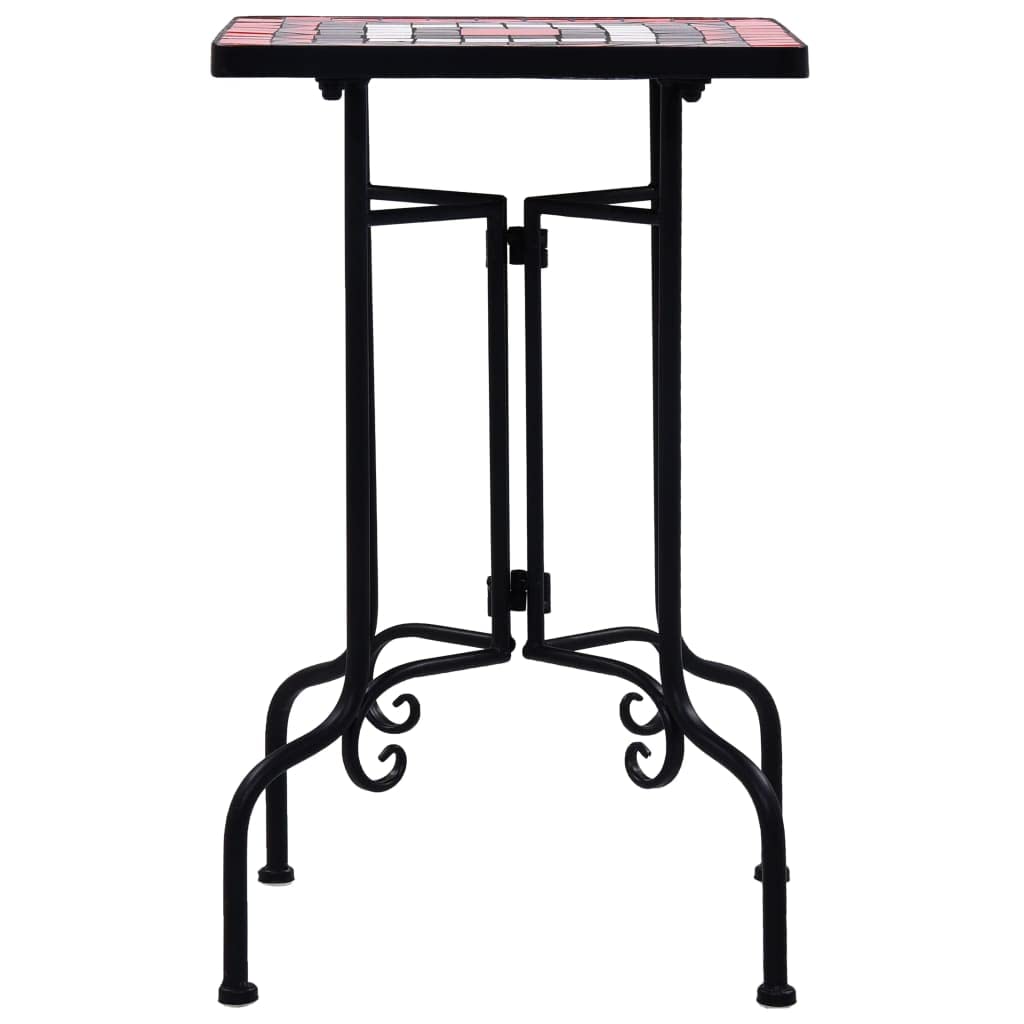 CHARMMA Mosaic Side Table - Terracotta & White Ceramic End Table, Brown, 13.8