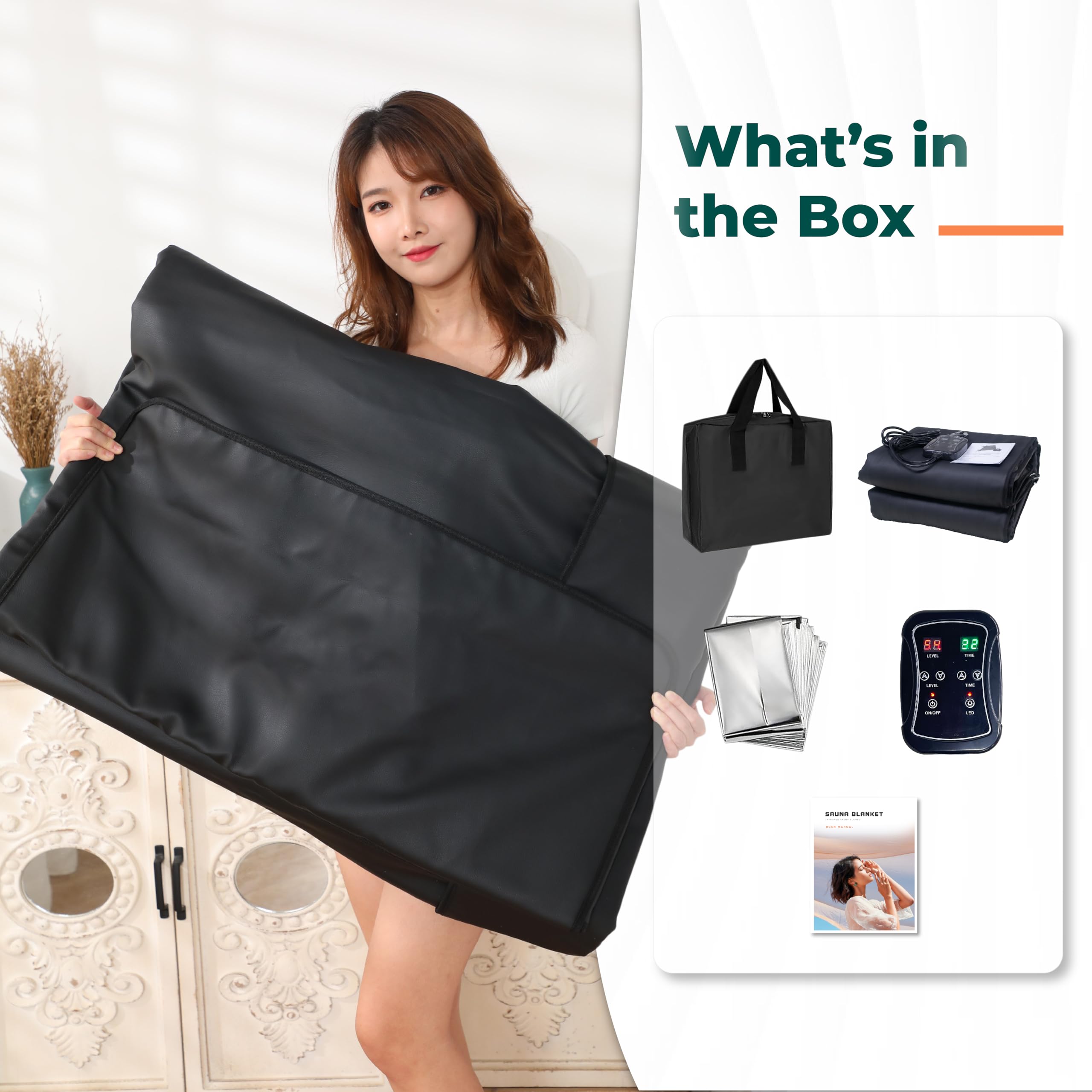 HL300 Portable Far Infrared Sauna Blanket for Relaxation & Detox - Adjustable Timer 1-60 Mins, Temperature Control 95-176°F - FSA Eligible - Perfect for Home Spa, Post-Workout Recovery & Stress Relief
