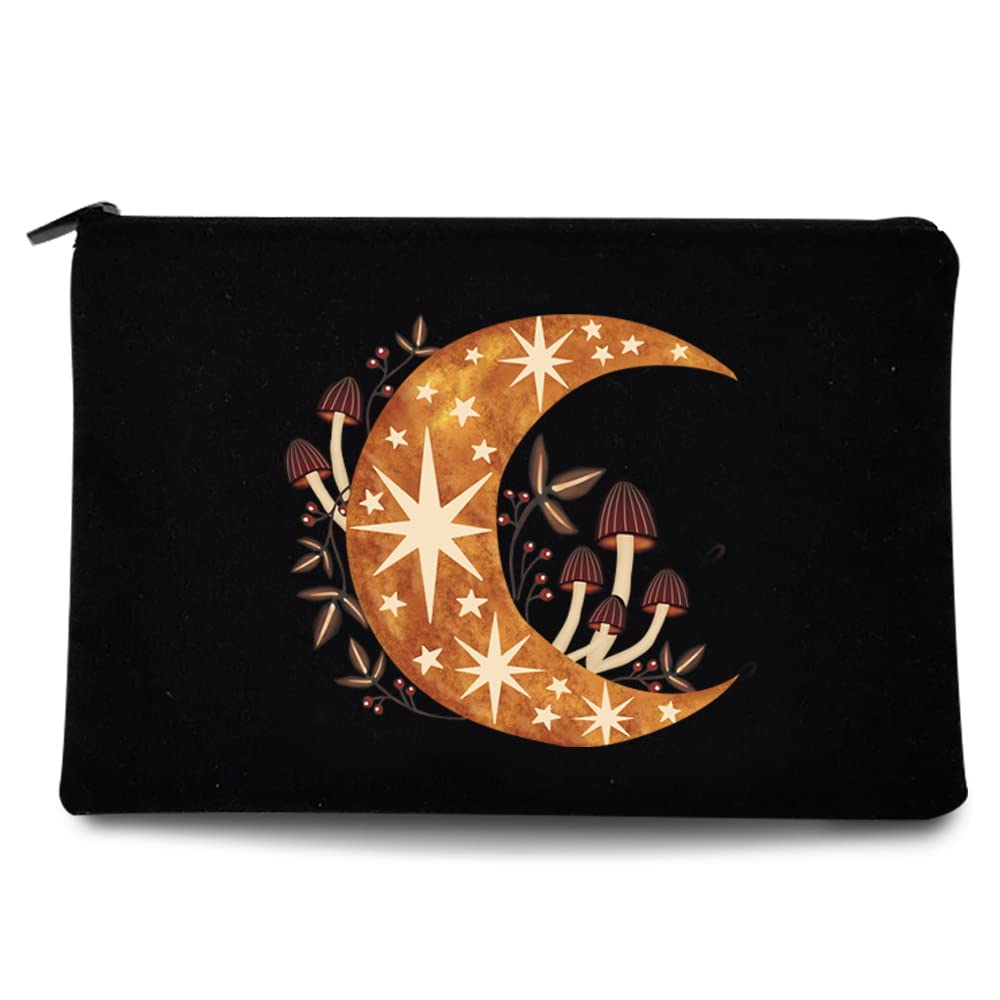 Printed Window Zip Canvas Pouch - Waterproof Makeup Bag for Travel, Cosmetic Organizer, Toiletry Bag for Women, Bridesmaid Gift, Pencil Case, Wash Bag - Perfect for Daily Use, Gym, School & Travel (Mushroom021)