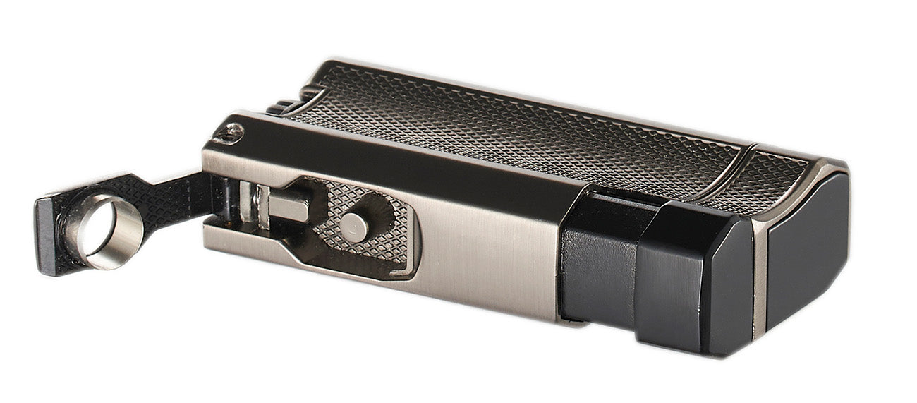 Visol Concave Double Flame Torch Lighter - Gunmetal Finish | Windproof Refillable Butane Lighter for Cigars, Candles & Outdoor Use
