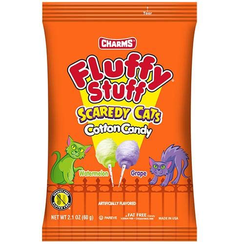 Fluffy Cotton Candy Charms - Scaredy Cats Flavor - 2.1oz Bags (Pack of 6) - Perfect for Halloween Treats, Party Favors & Movie Night Snacks