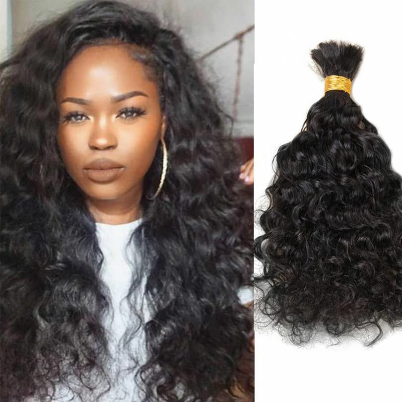 Brazilian Virgin Human Hair Extensions 20 Inch Wet and Wavy Curly Bulk Hair 100g (Color #4) - Perfect for Braiding, Weaving, and Natural Hairstyles