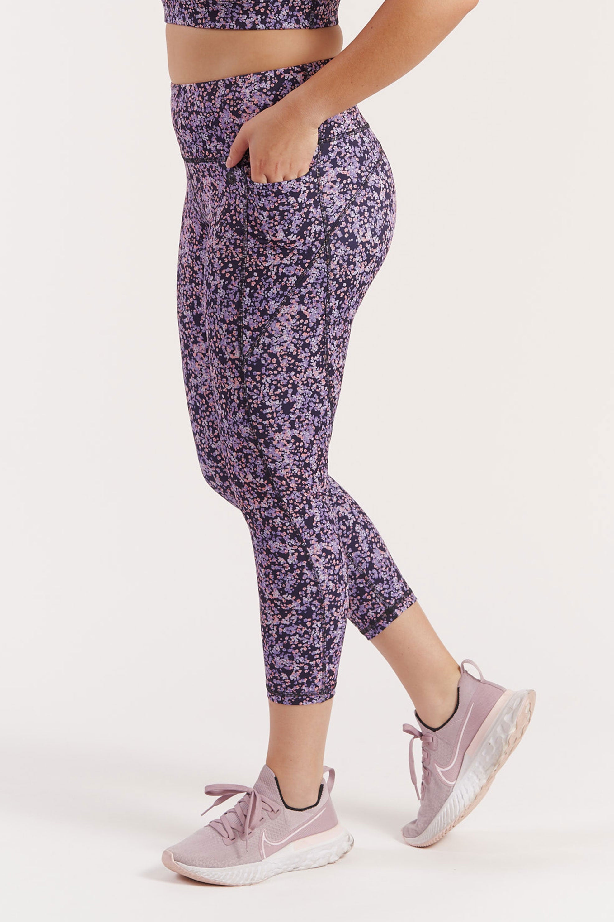 Training Pocket Move 7/8 Legging Floral - High Waist Yoga Pants for Women, Workout Running Gym Fitness with Side Pockets | Perfect for Yoga, Pilates, Running & Lounge Wear