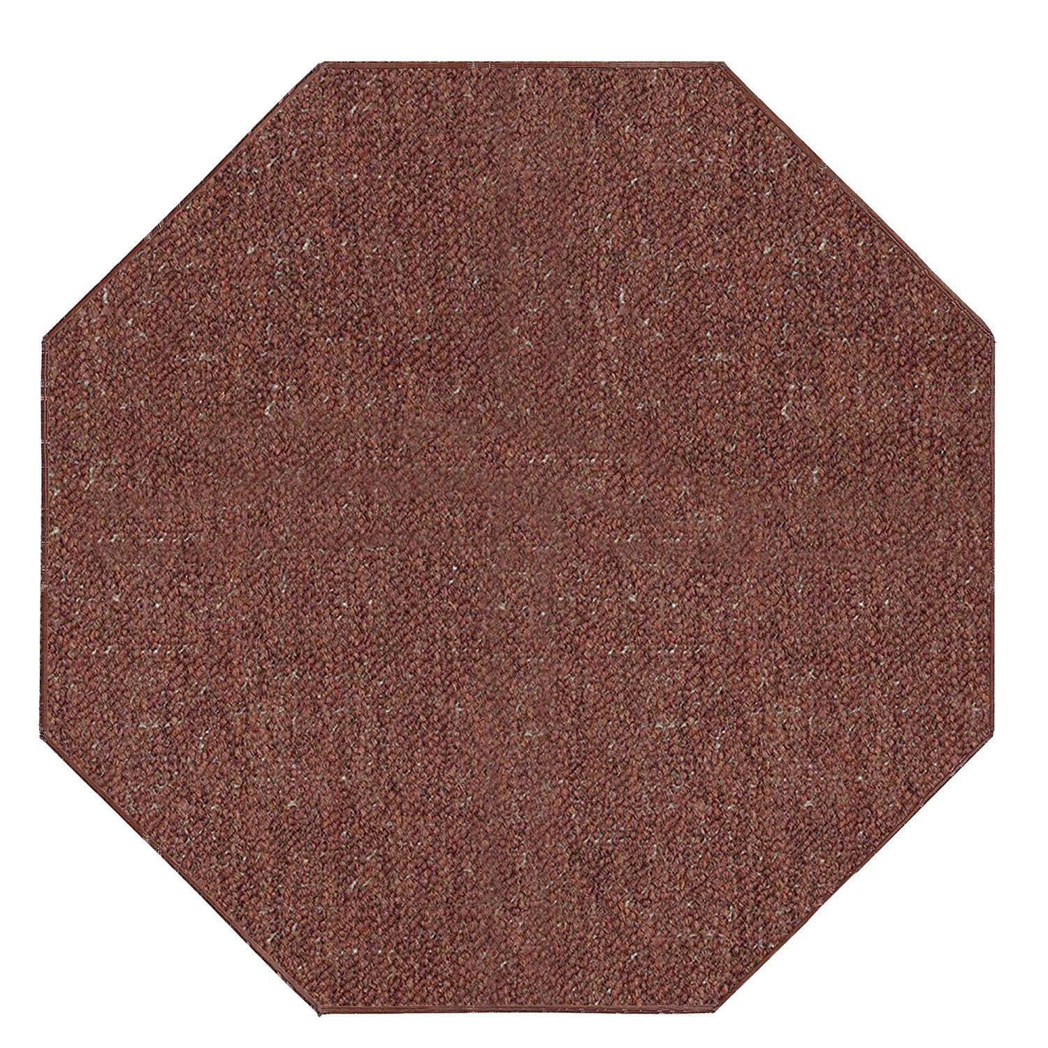 Ambiant Broadway Collection Pet Friendly Indoor Outdoor Area Rug - 8' Octagon Rust Color, Perfect for Patio, Deck, Living Room & Pet-Friendly Spaces