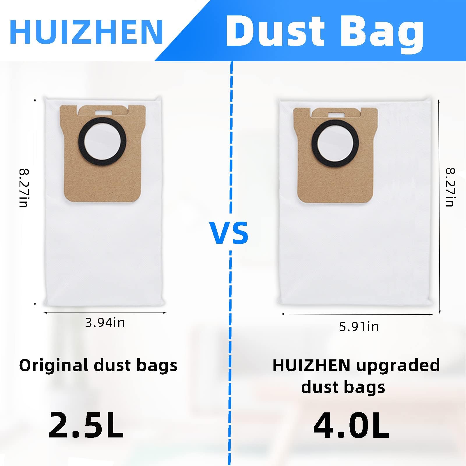 10 Pack 4.0L Dust Bags for Dreame D10 Plus RLS3D Robot Vacuum - Replacement Filters for Home Cleaning