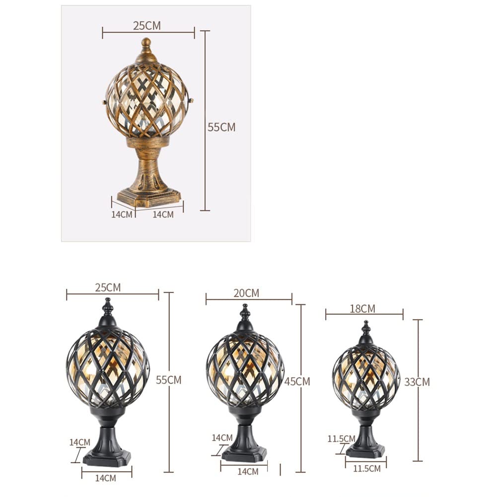 Brass Large Outdoor LED Deck Post Lights - Waterproof Ball Shaped Garden Pillar Lamp for Pathway, Landscape & Patio Lighting | Perfect for Driveway, Walkway, Deck & Backyard Illumination