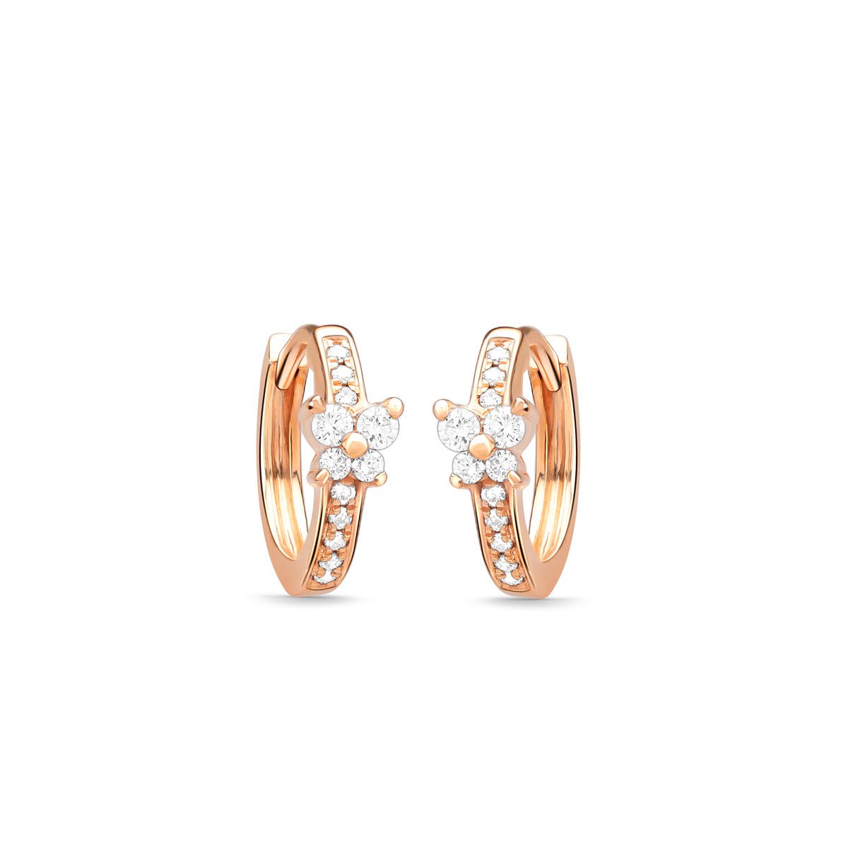 14K Rose Gold Diamond Butterfly Huggie Earrings for Women - Elegant Everyday Jewelry for Parties, Weddings & Gifting
